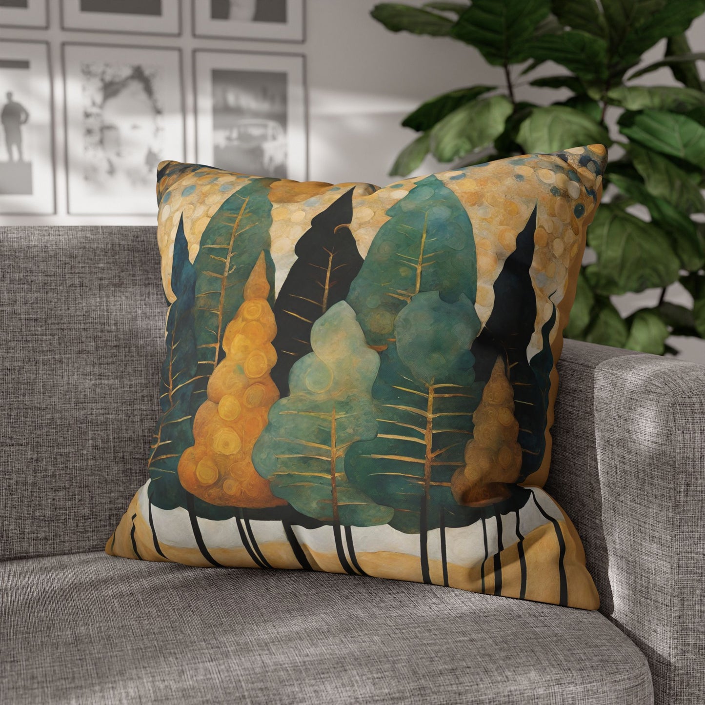 Pine Trees Square Poly Canvas Pillowcase