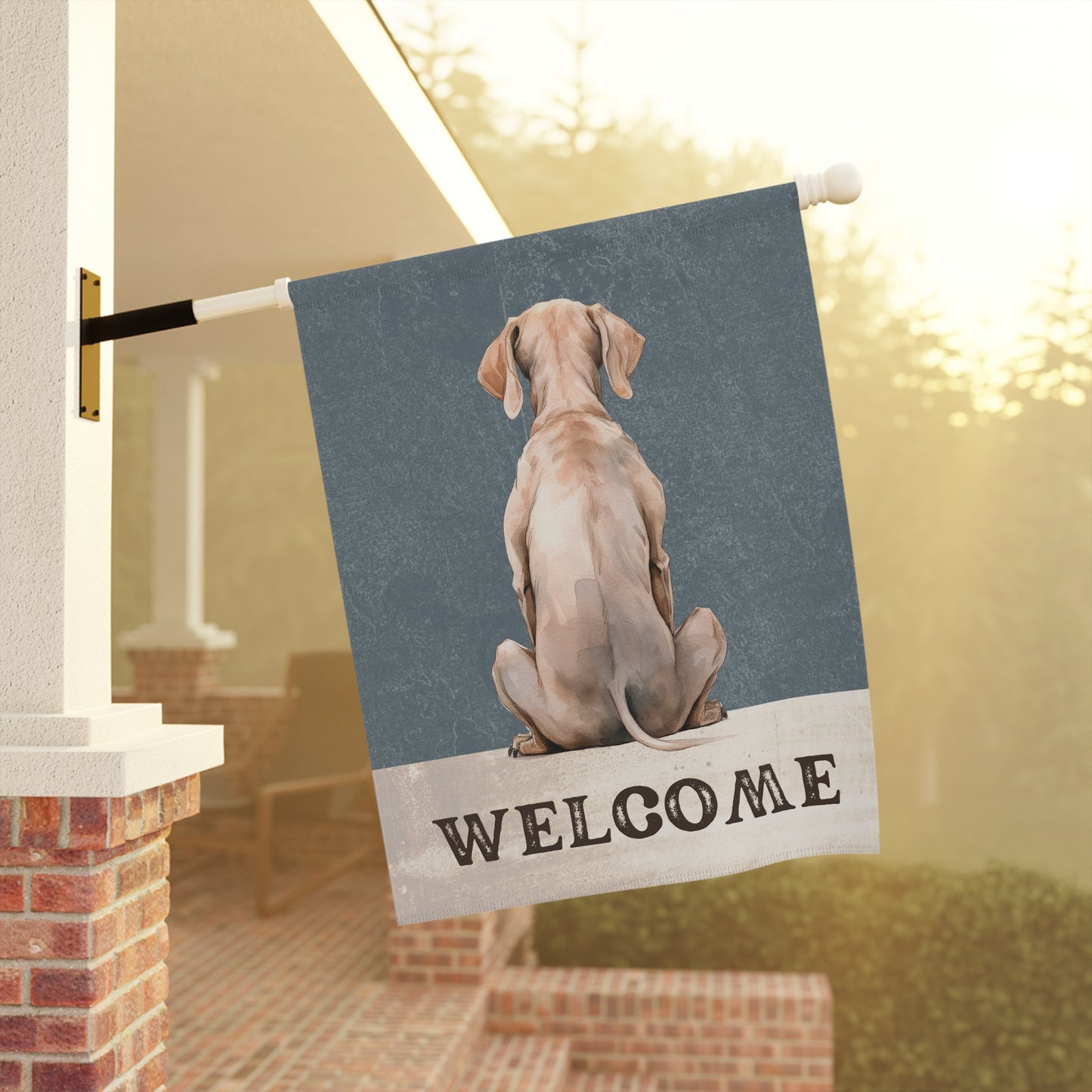 Weimaraner Welcome 2-Sided Garden & House Flag/Banner