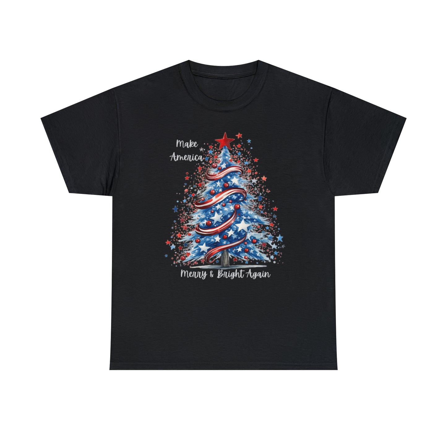 Patriotic Tree Make America Merry & Bright Again Unisex Heavy Cotton Tee