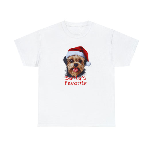 Santa's Favorite Yorkie Unisex Heavy Cotton Tee