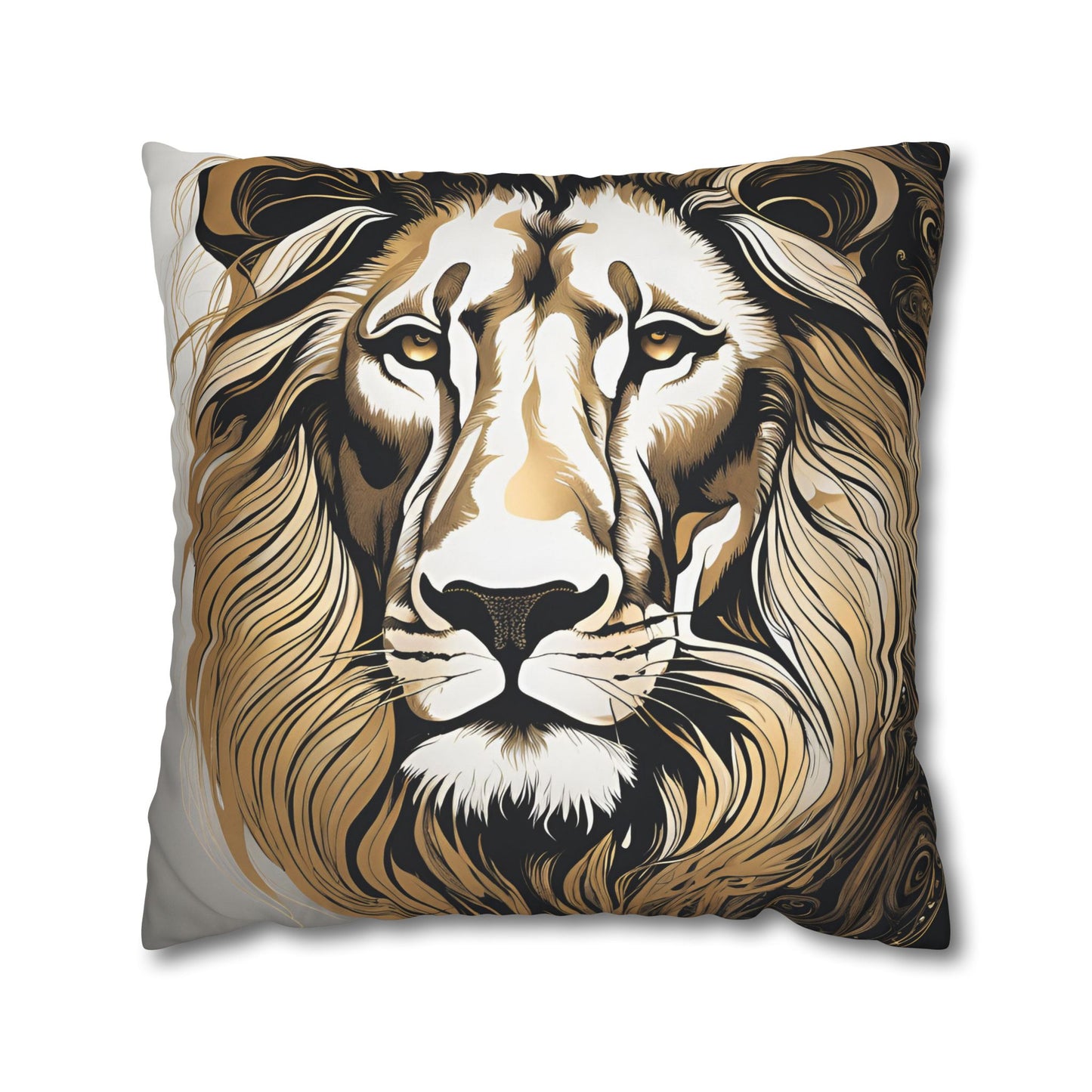 Lion Square Poly Canvas Pillowcase