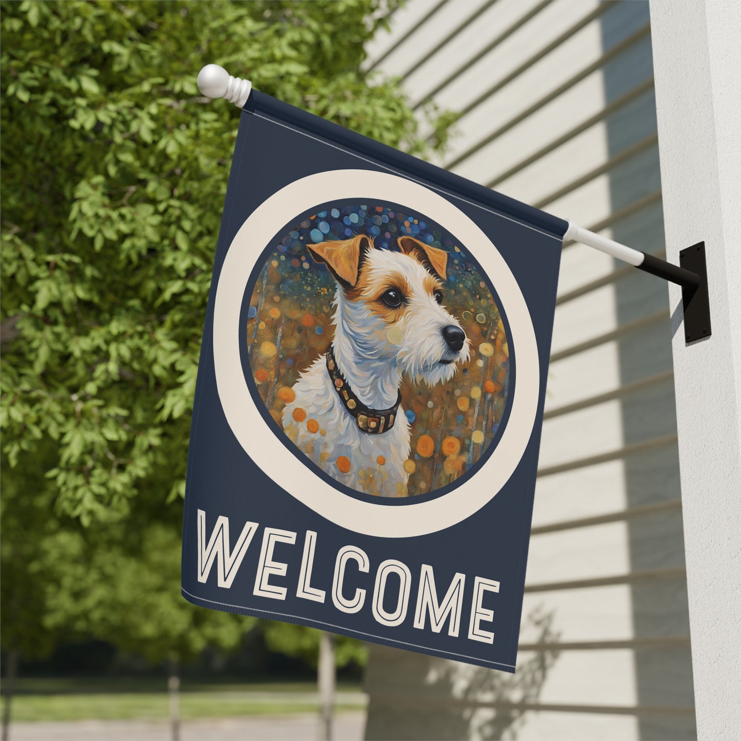 Russell Terrier Welcome 2-Sided Garden & House Flag/Banner