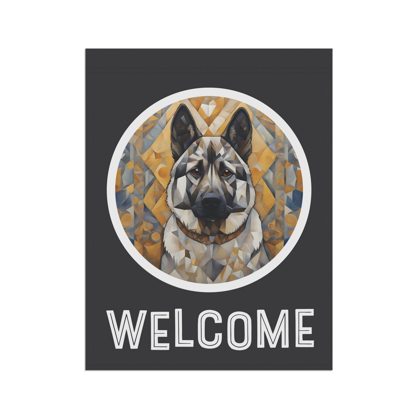 Norwegian Elkhound Welcome 2-Sided Garden & House Flag/Banner