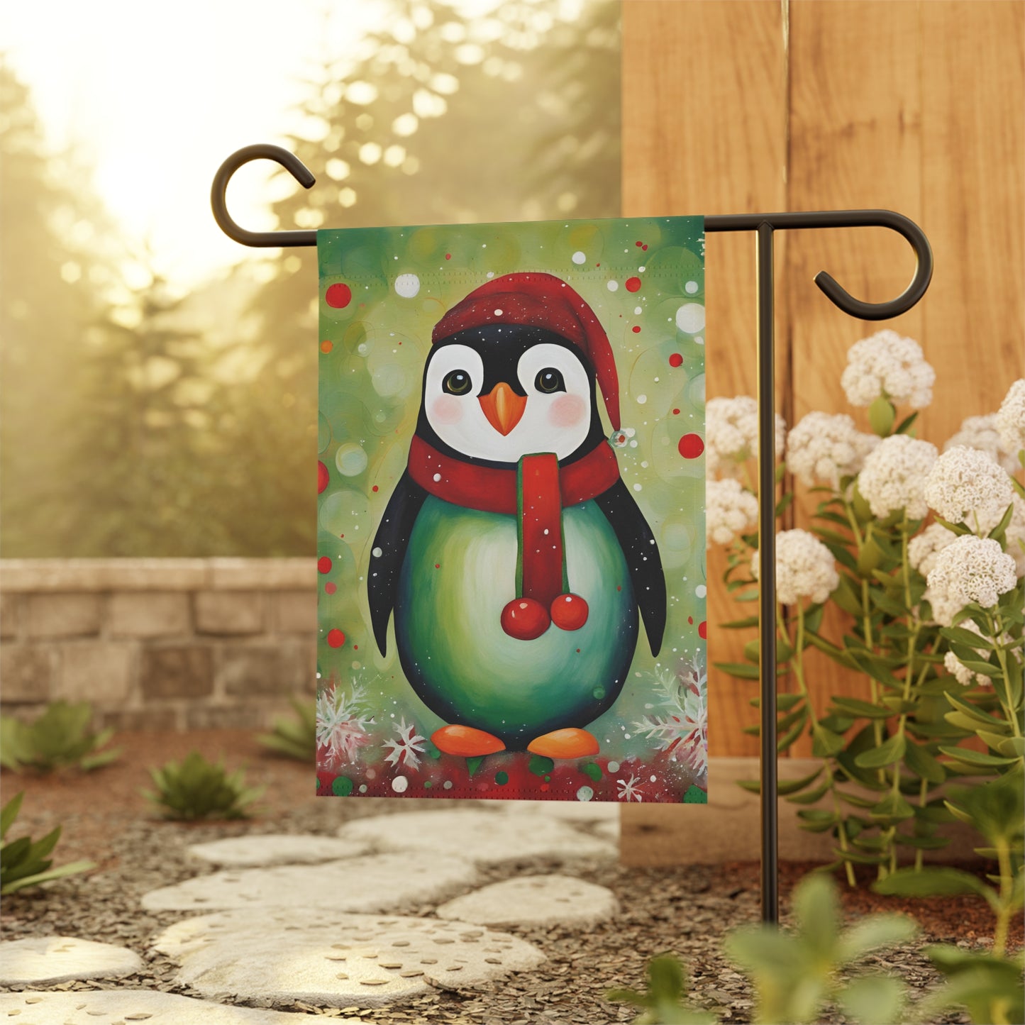 Holiday Penguin 2-Sided Garden & House Flag/Banner