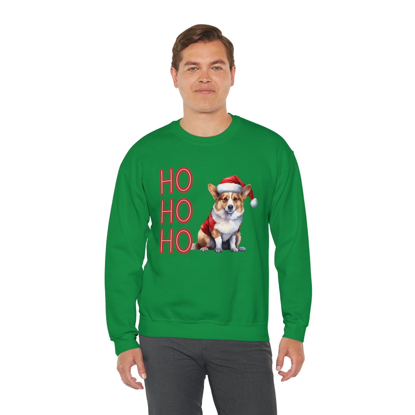 Corgi in Santa Hat Ho Ho Ho Unisex Heavy Blend™ Crewneck Sweatshirt