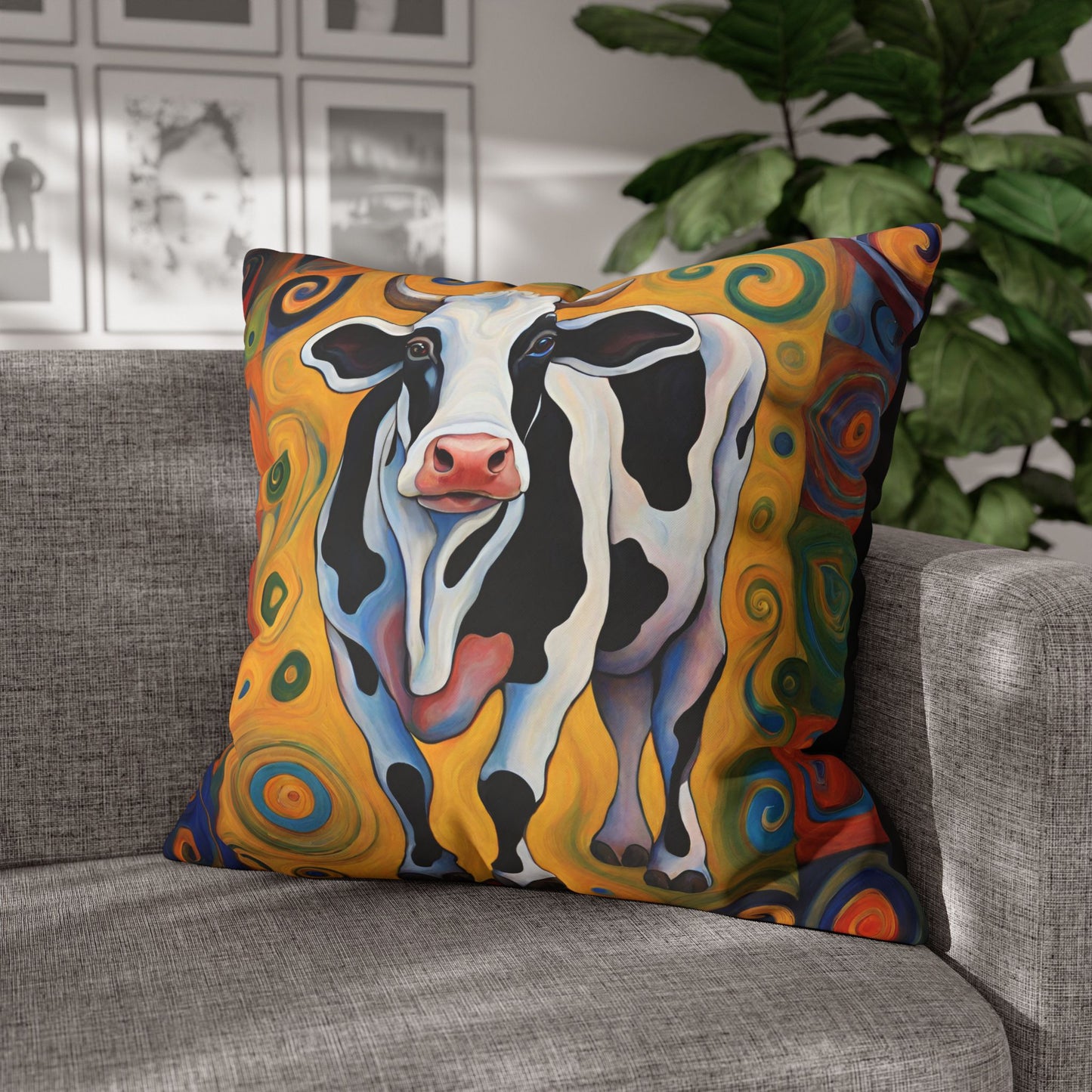 Moove It Cow Square Poly Canvas Pillowcase