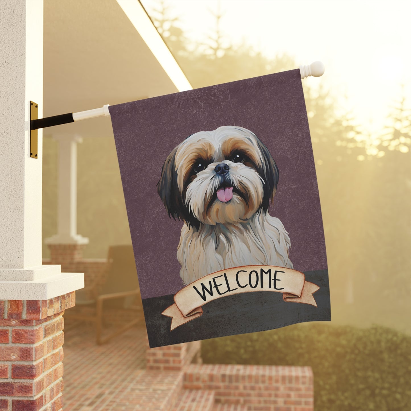 Shih Tzu Welcome 2-Sided Garden & House Flag/Banner