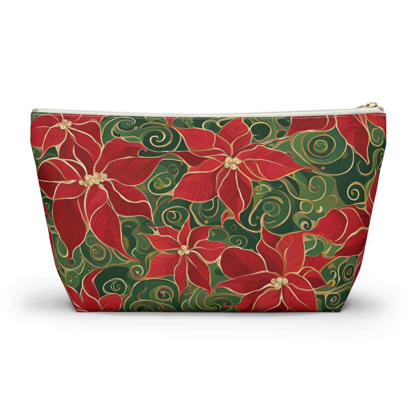 Poinsettia Swirl Accessory Pouch w T-bottom