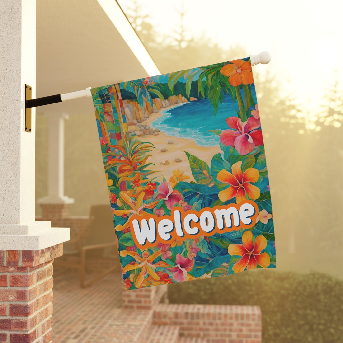 Paradise Found Welcome 2-Sided Garden & House Flag/Banner