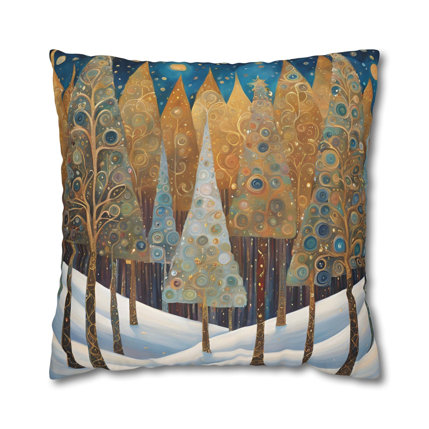 Christmas in the Forest Square Poly Canvas Pillowcase