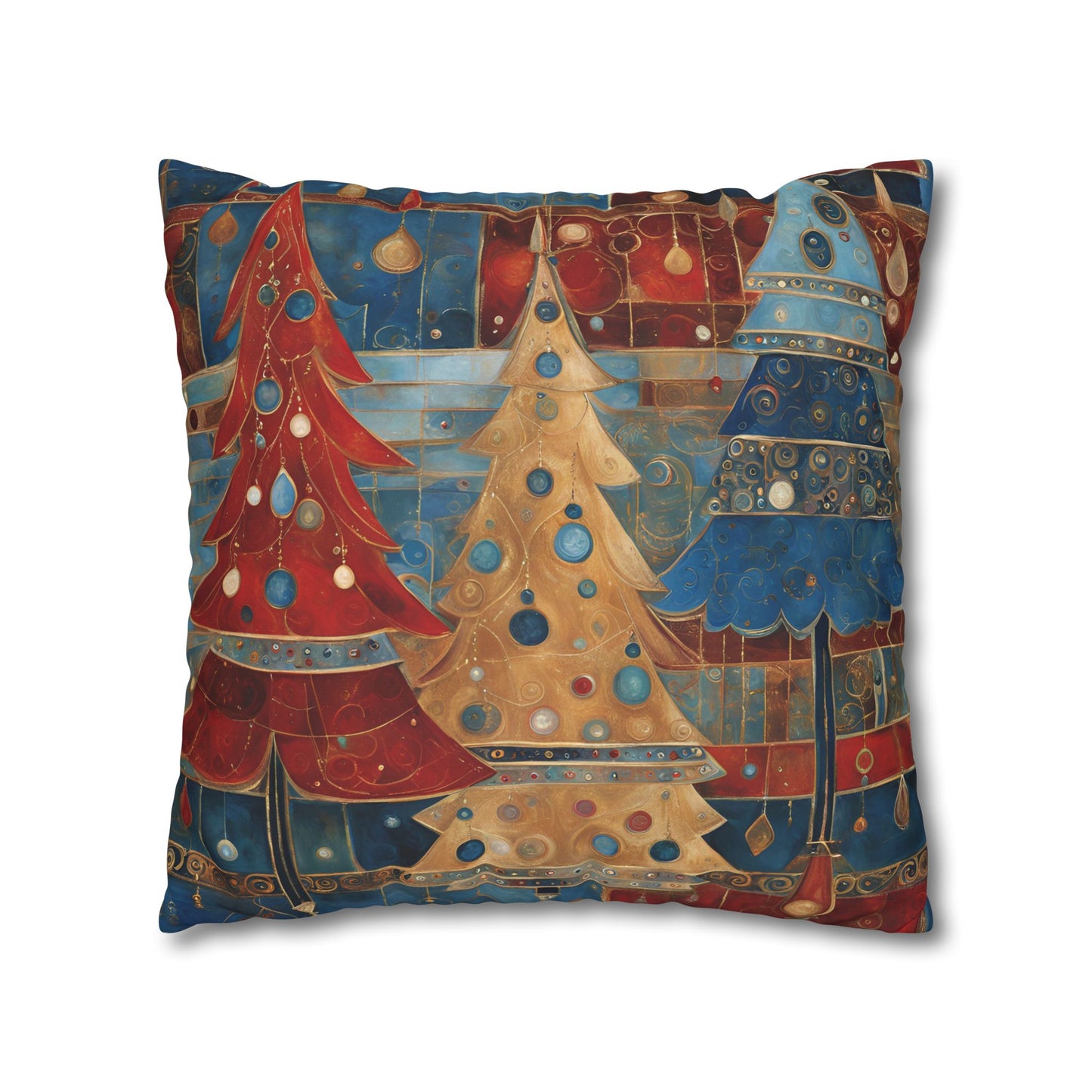 Americana Christmas Square Poly Canvas Pillowcase