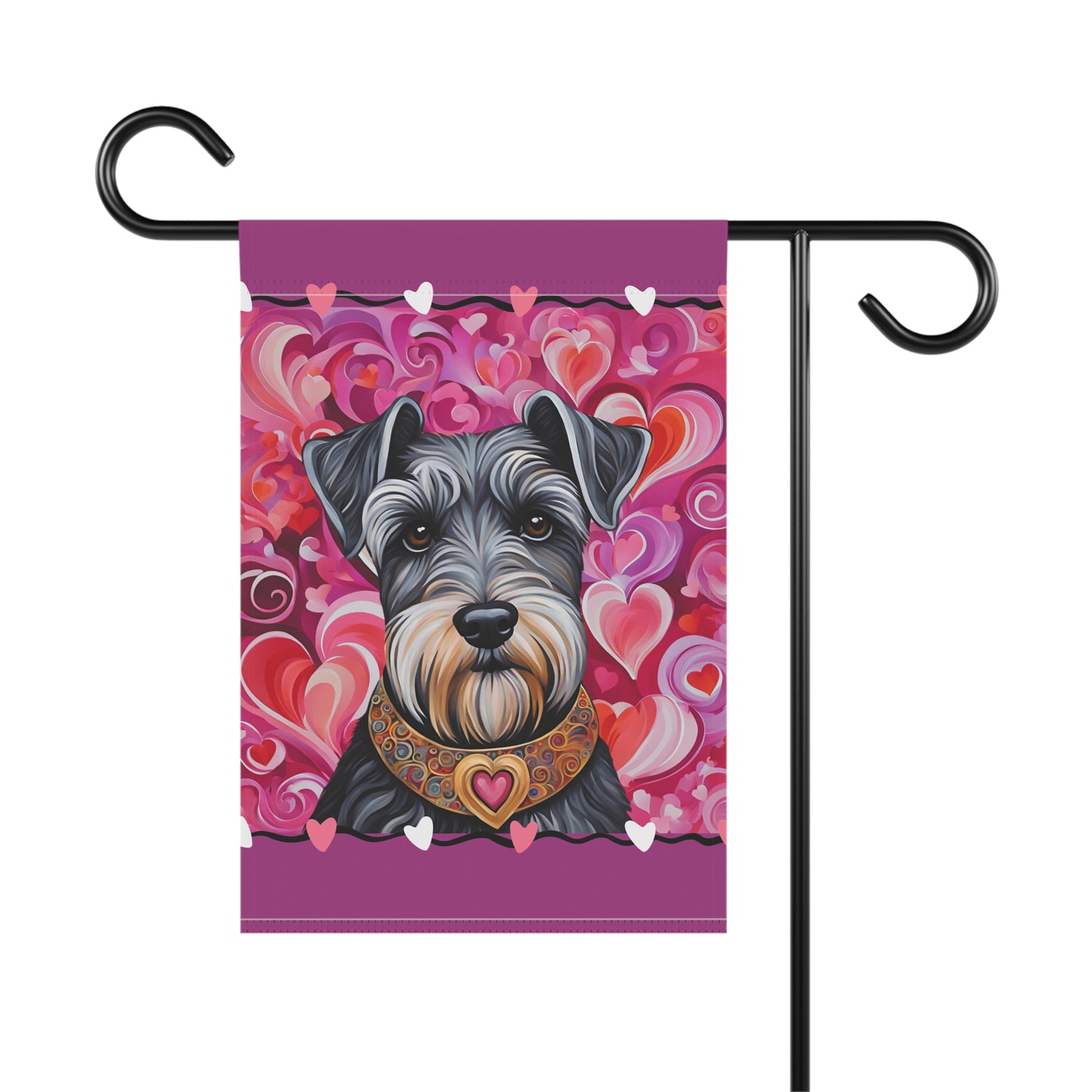 Miniature Schnauzer Valentine 2-Sided Garden & House Flag/Banner