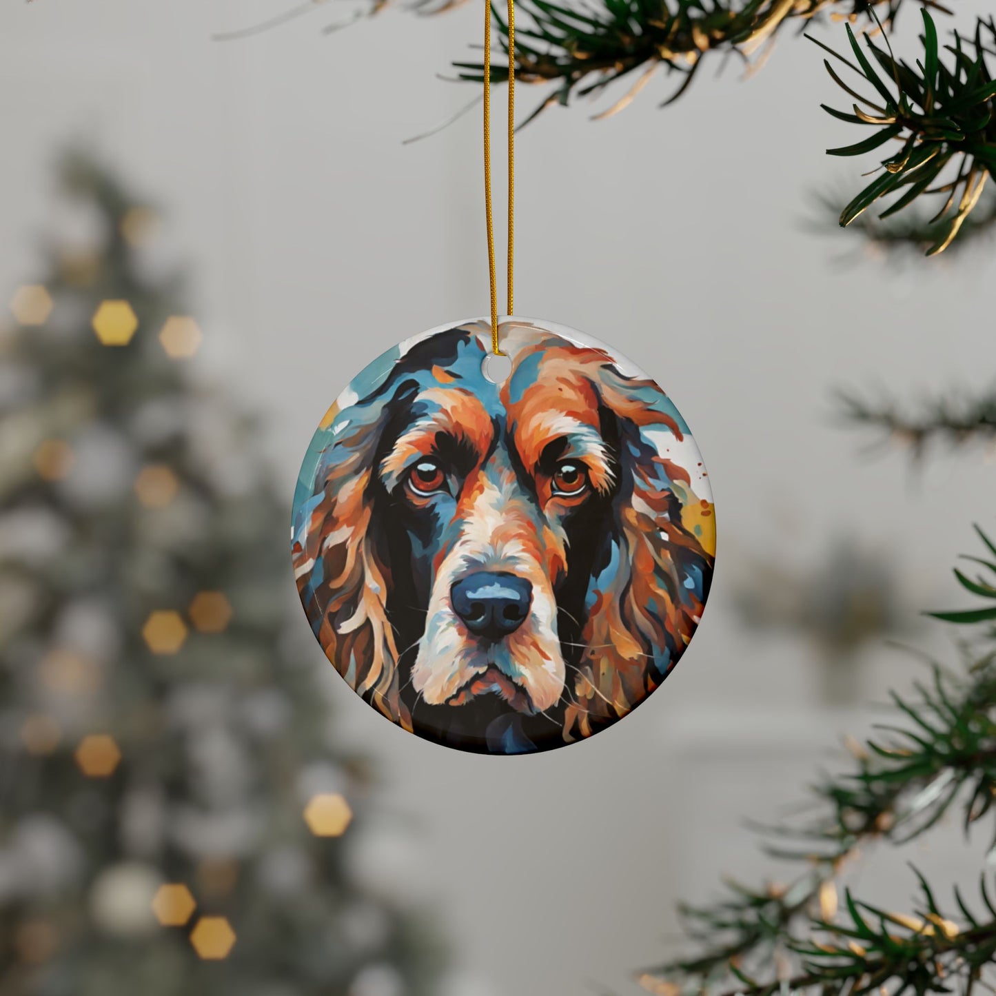 Cocker Spaniel 3" Ceramic Ornaments, 2-Side Print, (1pc, 10pcs)