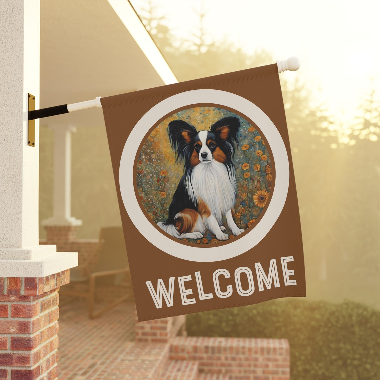 Papillon Welcome 2-Sided Garden & House Flag/Banner