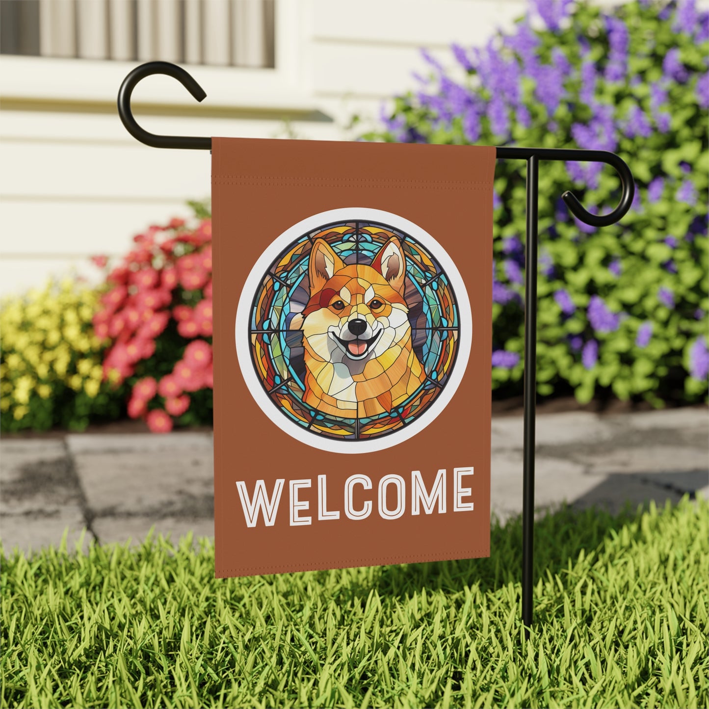 Shiba Inu Welcome 2-Sided Garden & House Flag/Banner