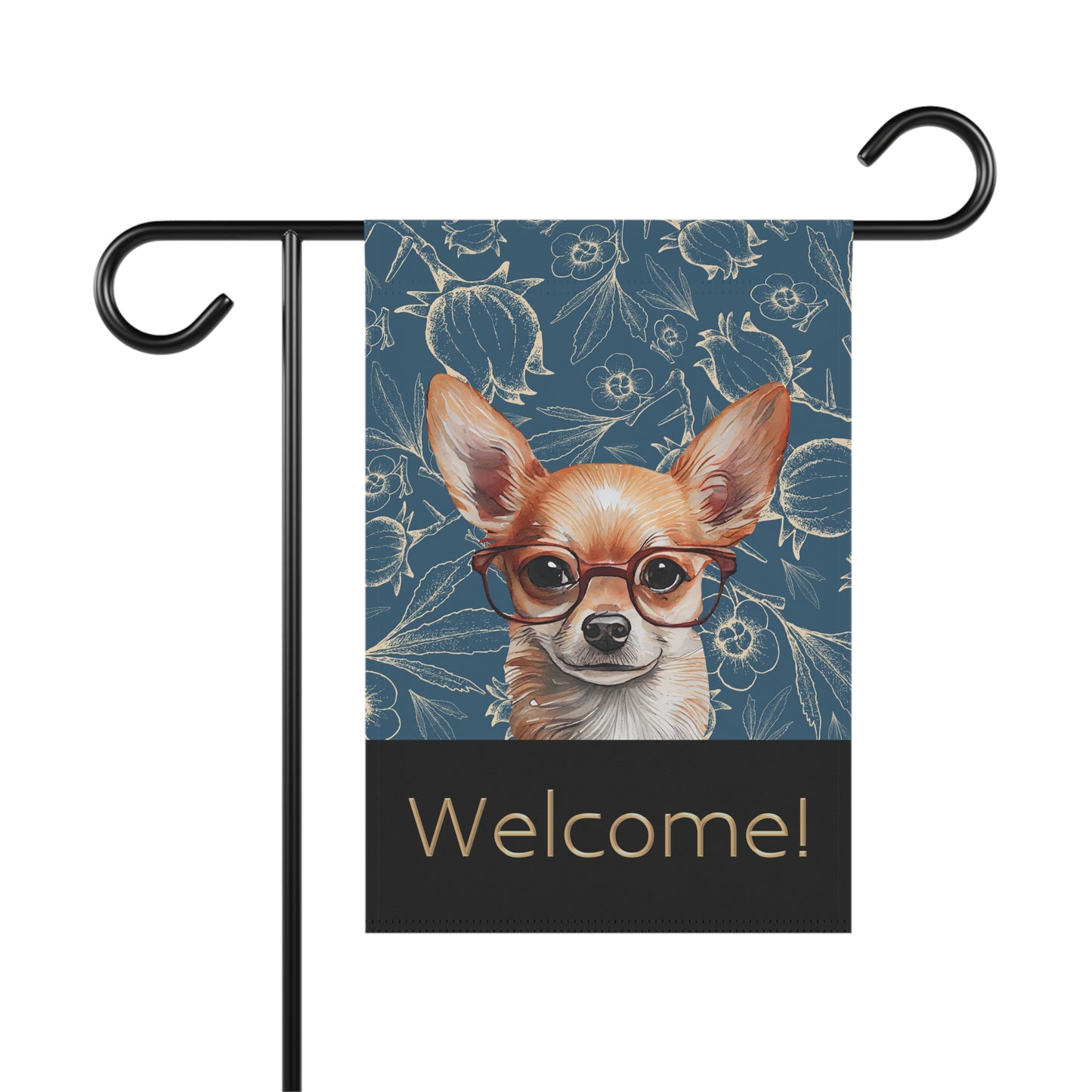 Chihuahua in Glasses Welcome 2-Sided Garden & House Flag/Banner