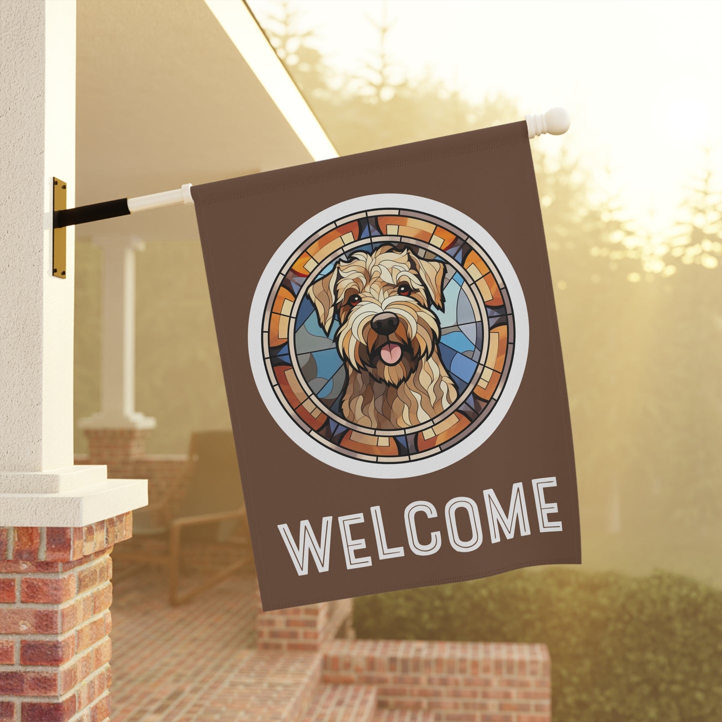 Wheaton Terrier Welcome 2-Sided Garden & House Flag/Banner