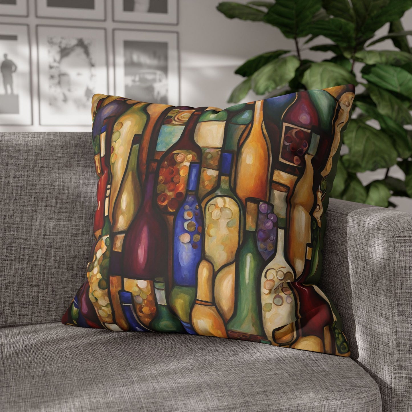 Vino Abstract Square Poly Canvas Pillowcase