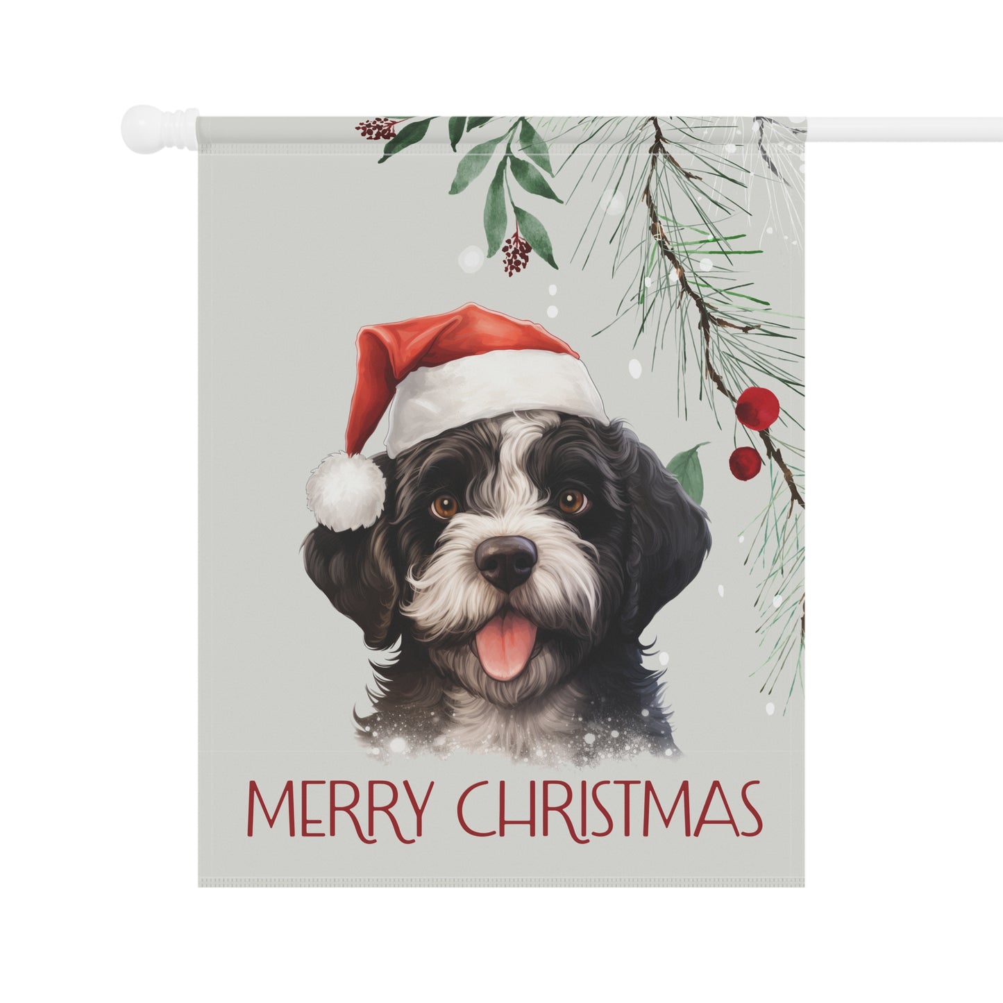 Portuguese Water Dog Merry Christmas 2-Sided Garden & House Flag/Banner