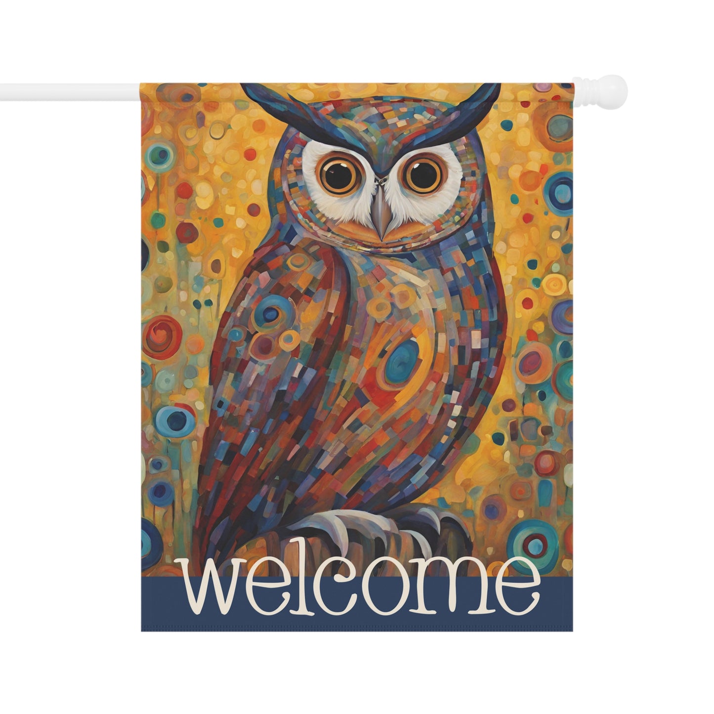 Colorful Owl Welcome 2-Sided Garden & House Flag/Banner