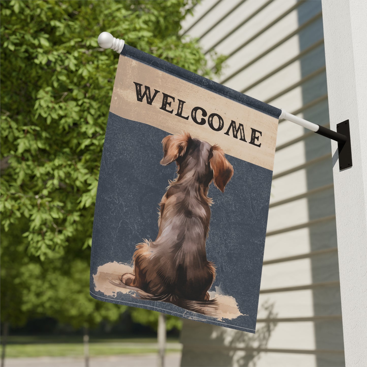 Dachshund Welcome 2-Sided Garden & House Flag/Banner