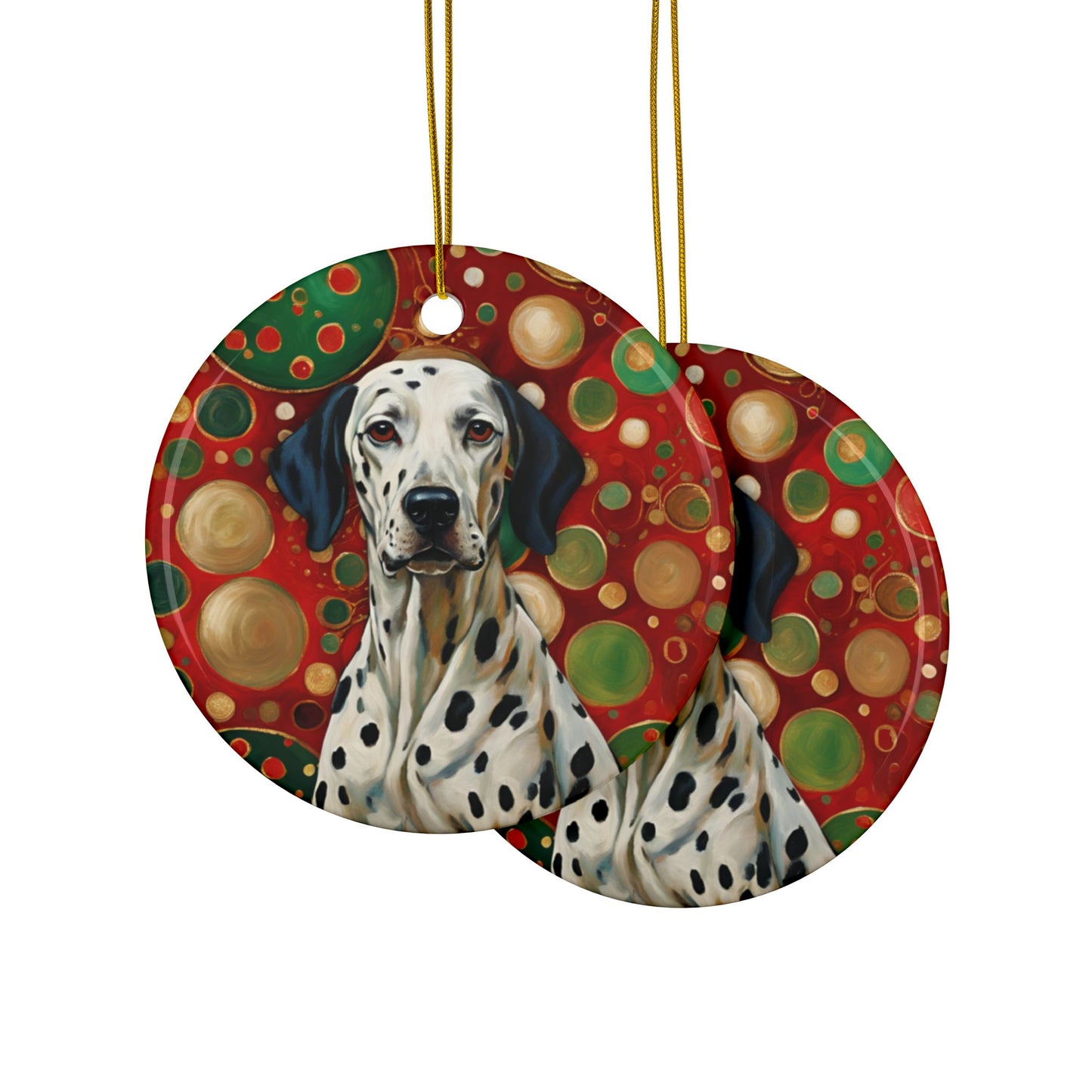 Dalmatian Christmas 3" Ceramic Ornaments, 2-Side Print, (1pc, 10pcs)