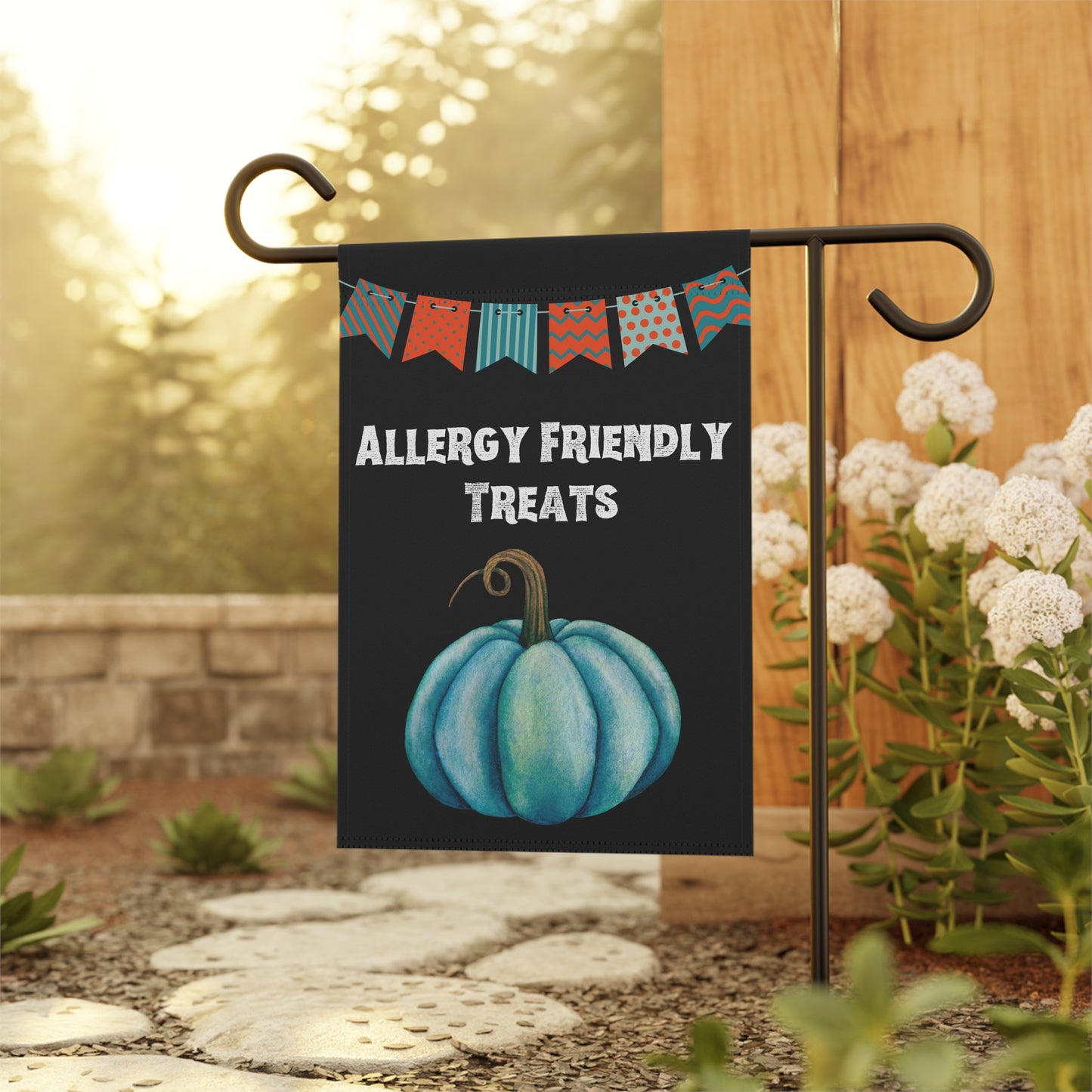 Allergy Friendly Treats Teal Pumpkin Halloween 2-Sided Garden Banner