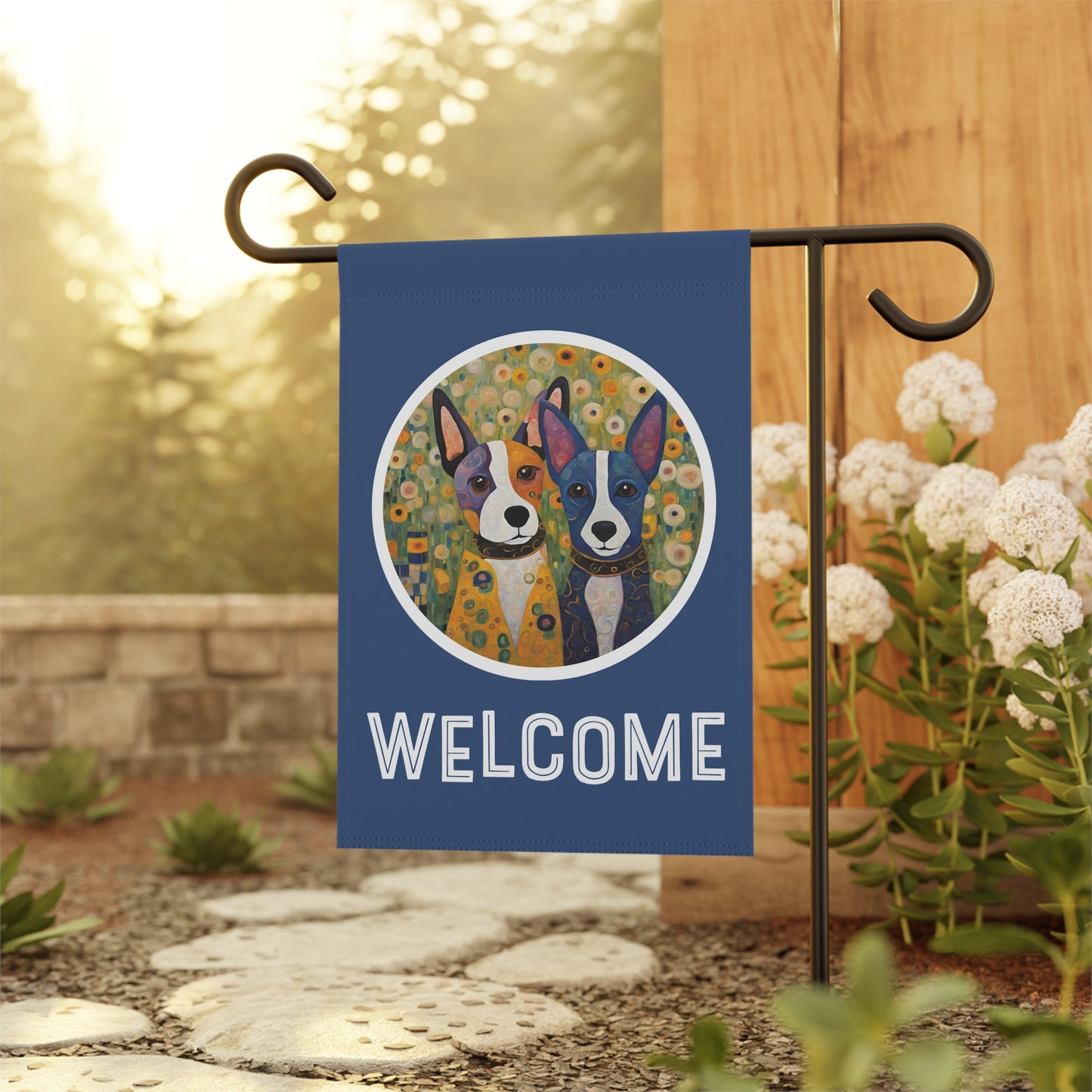 Booter & Hallie Welcome 2-Sided Garden & House Flag/Banner