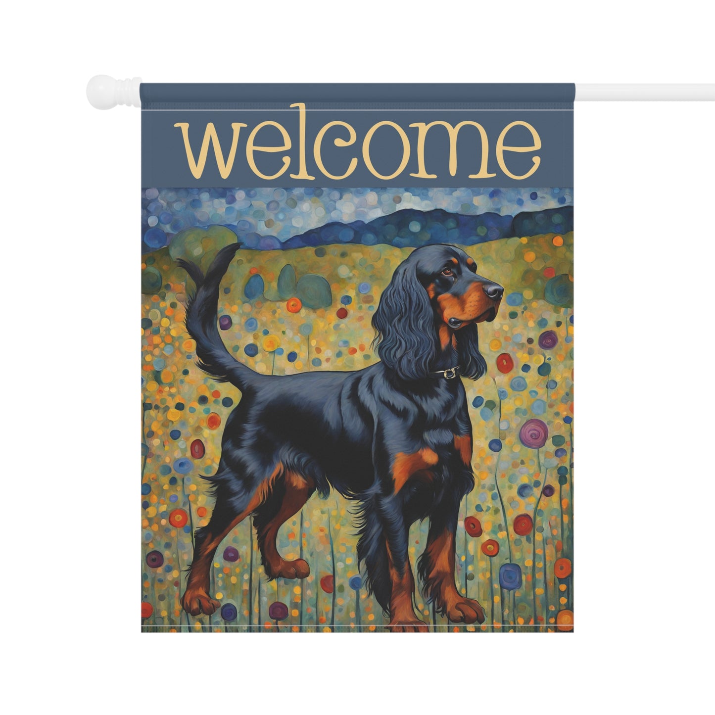 Gordon Setter Welcome 2-Sided Garden & House Flag/Banner