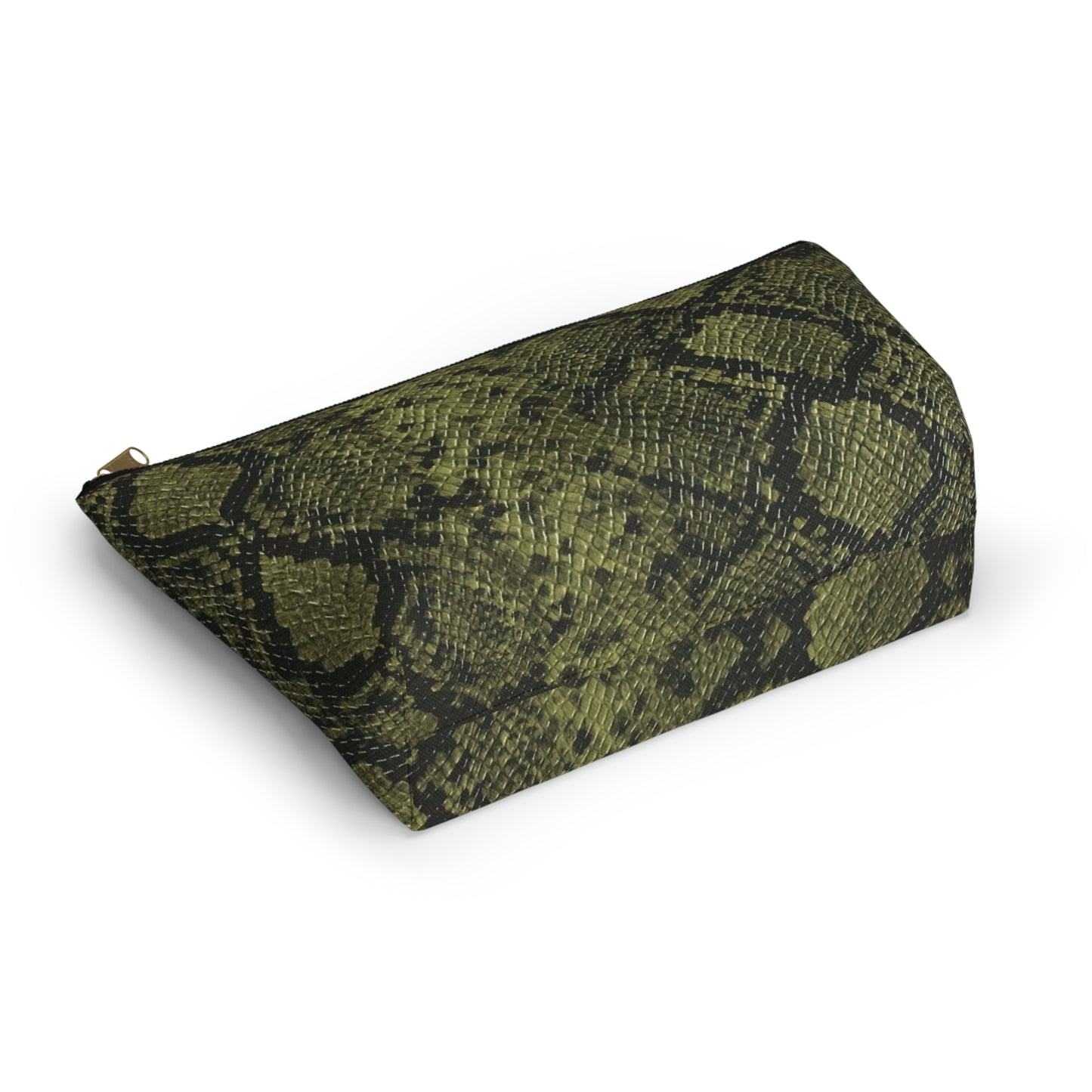 Faux Python in Green Accessory Pouch w T-bottom