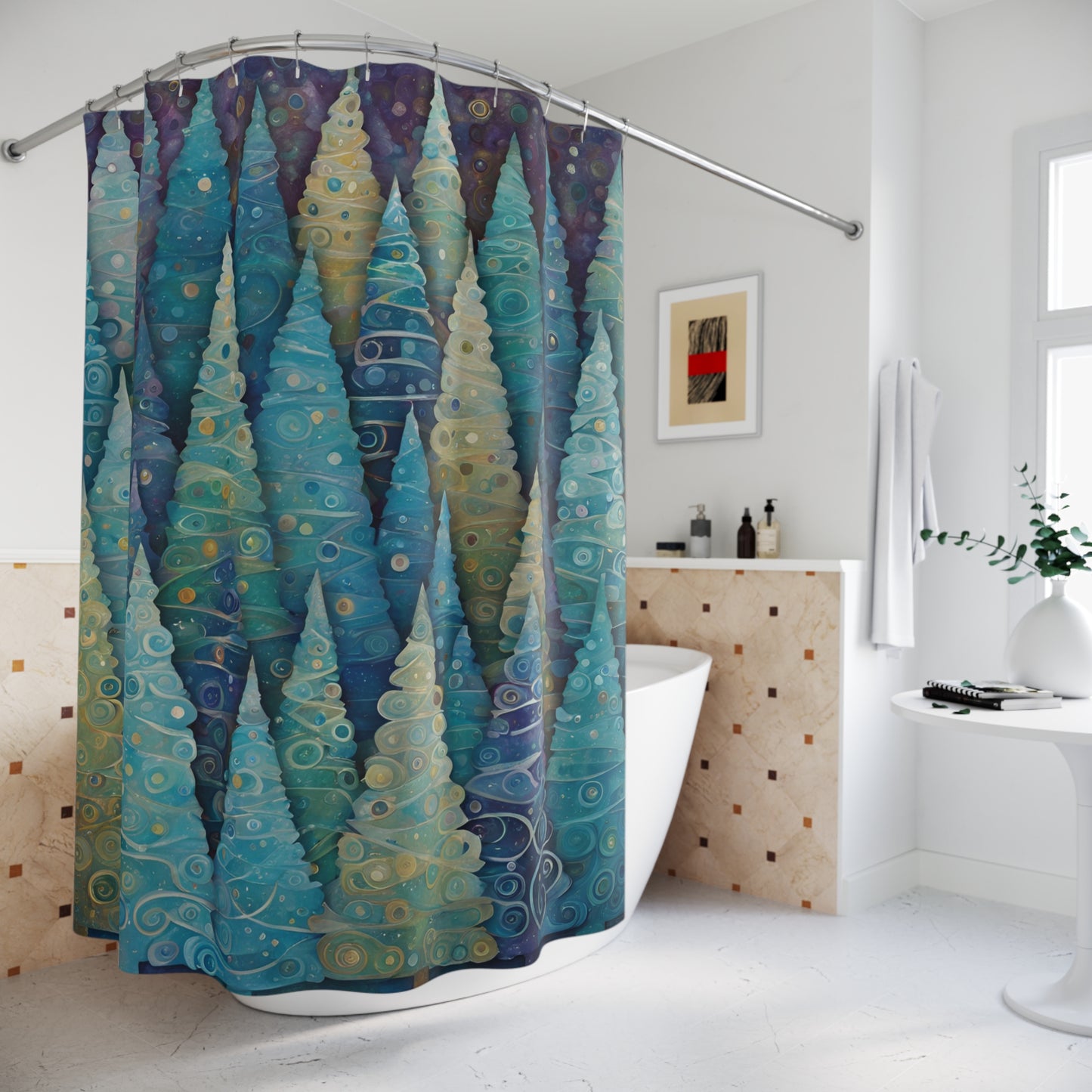 Cool Trees Holiday Polyester Shower Curtain