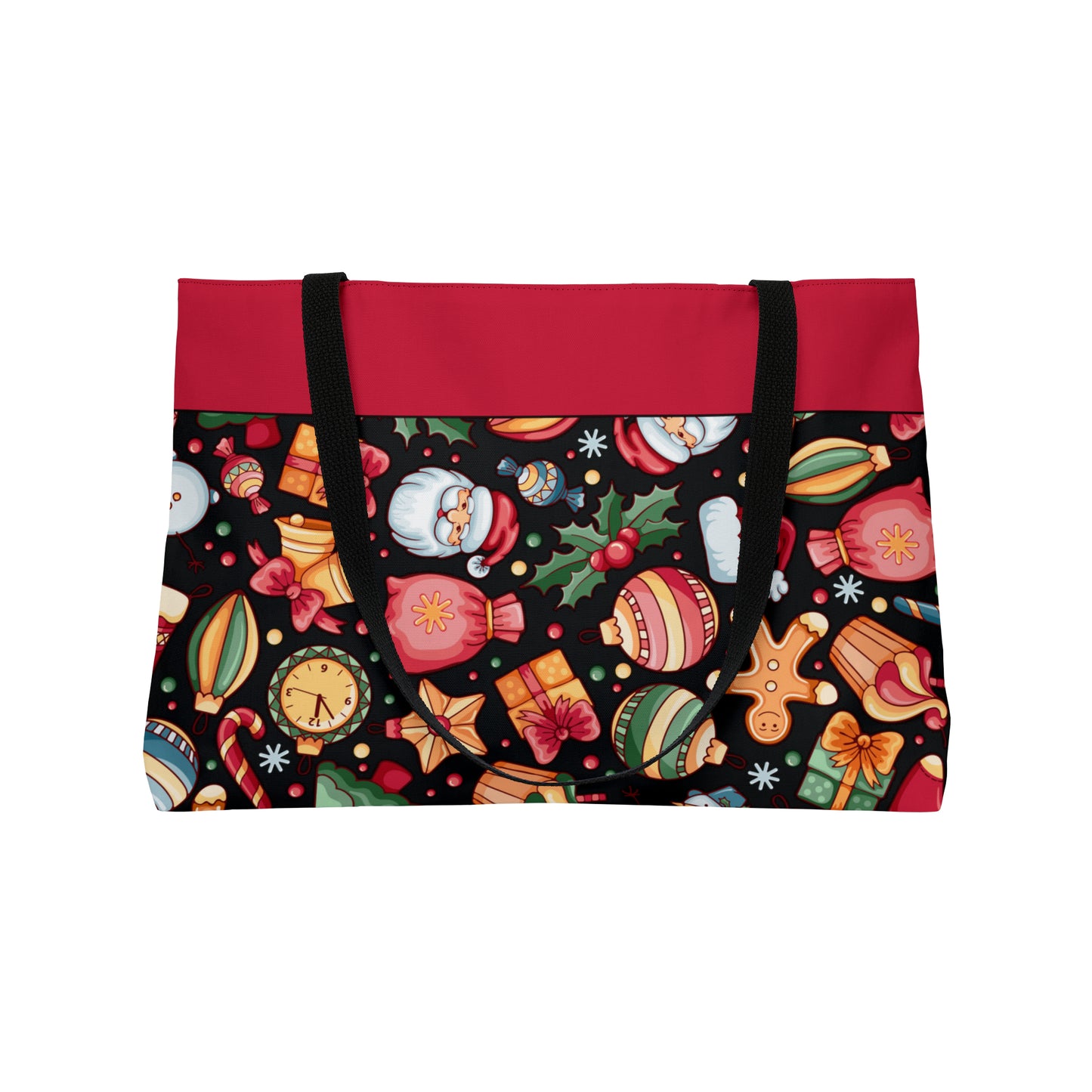 Christmas Icons on Black Weekender Tote Bag