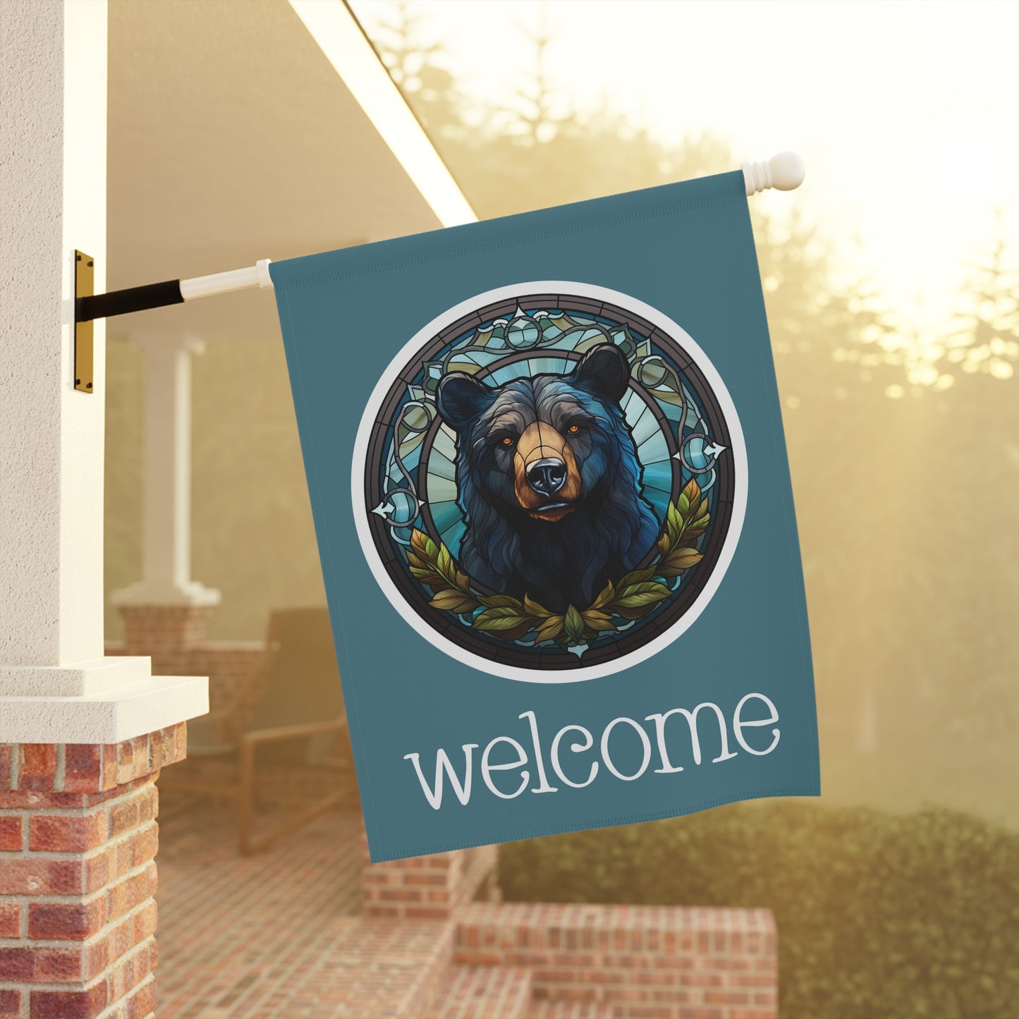 Black Bear Welcome 2-Sided Garden & House Flag/Banner