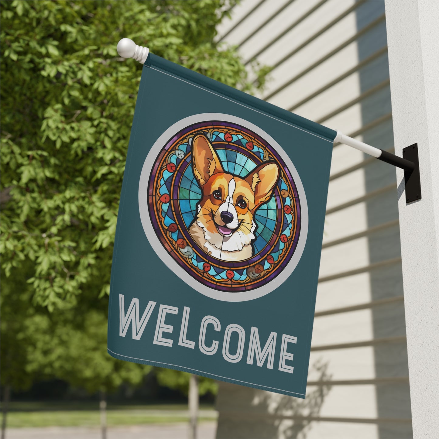 Corgi Welcome 2-Sided Garden & House Flag/Banner