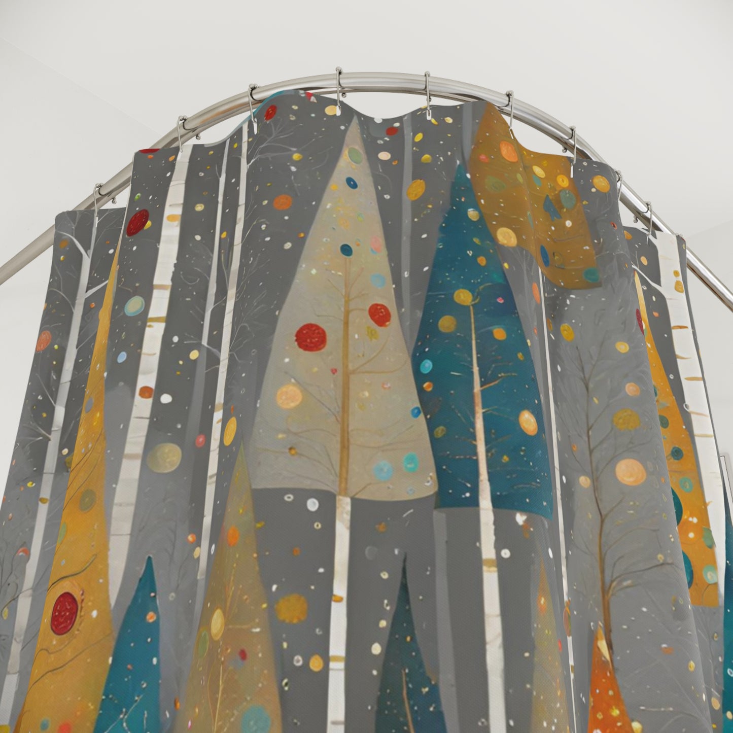 Vintage Christmas Trees Polyester Shower Curtain