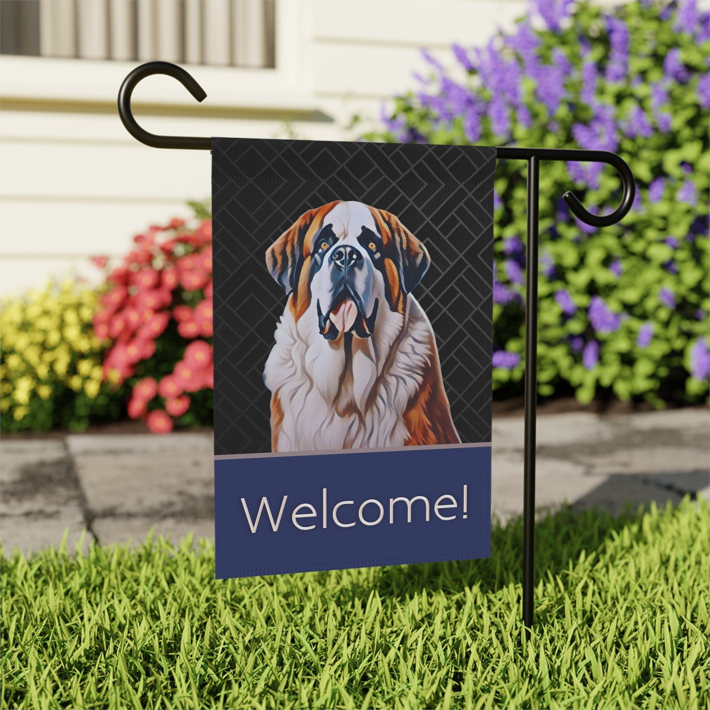 Saint Bernard Welcome 2-Sided Garden & House Flag/Banner