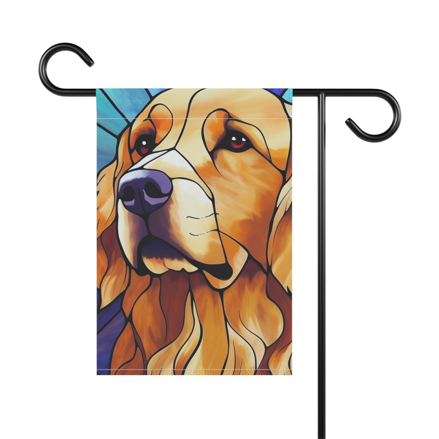 Golden Retriever Face Stained Glass Look 2-Sided Garden & House Flag/Banner