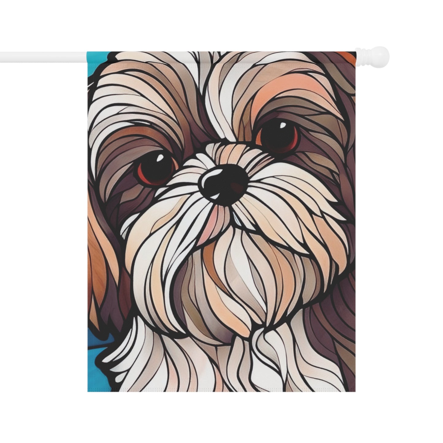 Shih Tzu Face Stained Glass Look 2-Sided Garden & House Flag/Banner