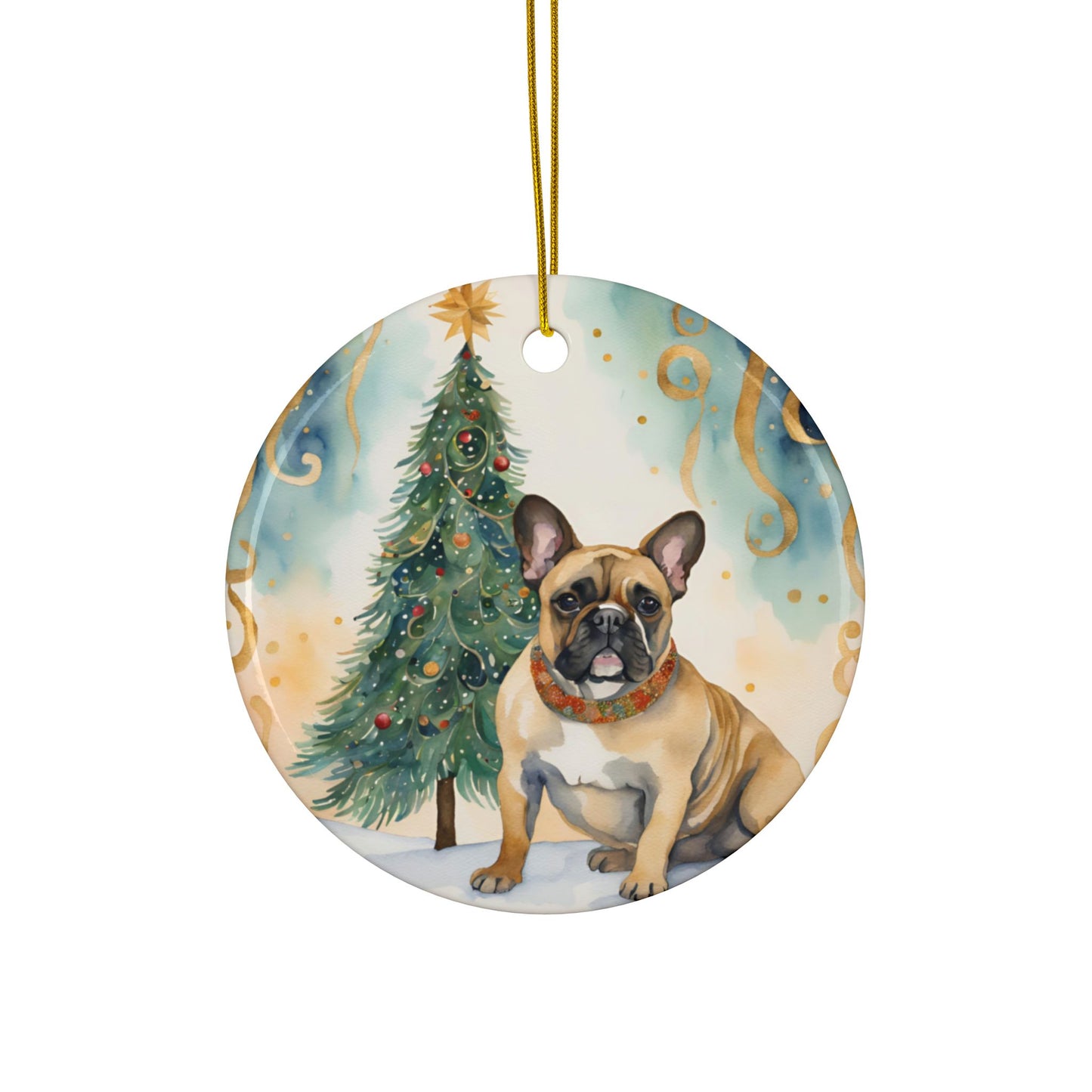 French Bulldog 3"Ceramic Ornaments, 2-Side Print, (1pc, 10pcs)