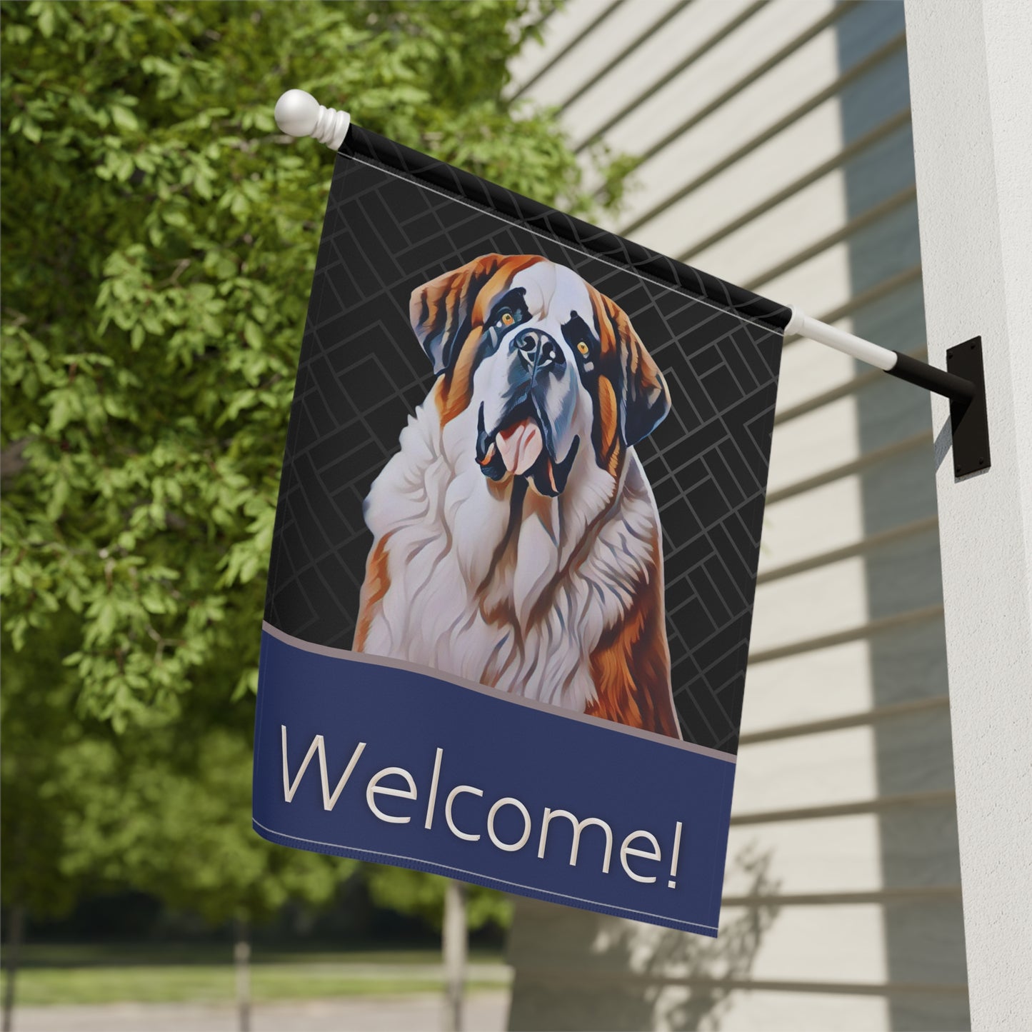 Saint Bernard Welcome 2-Sided Garden & House Flag/Banner