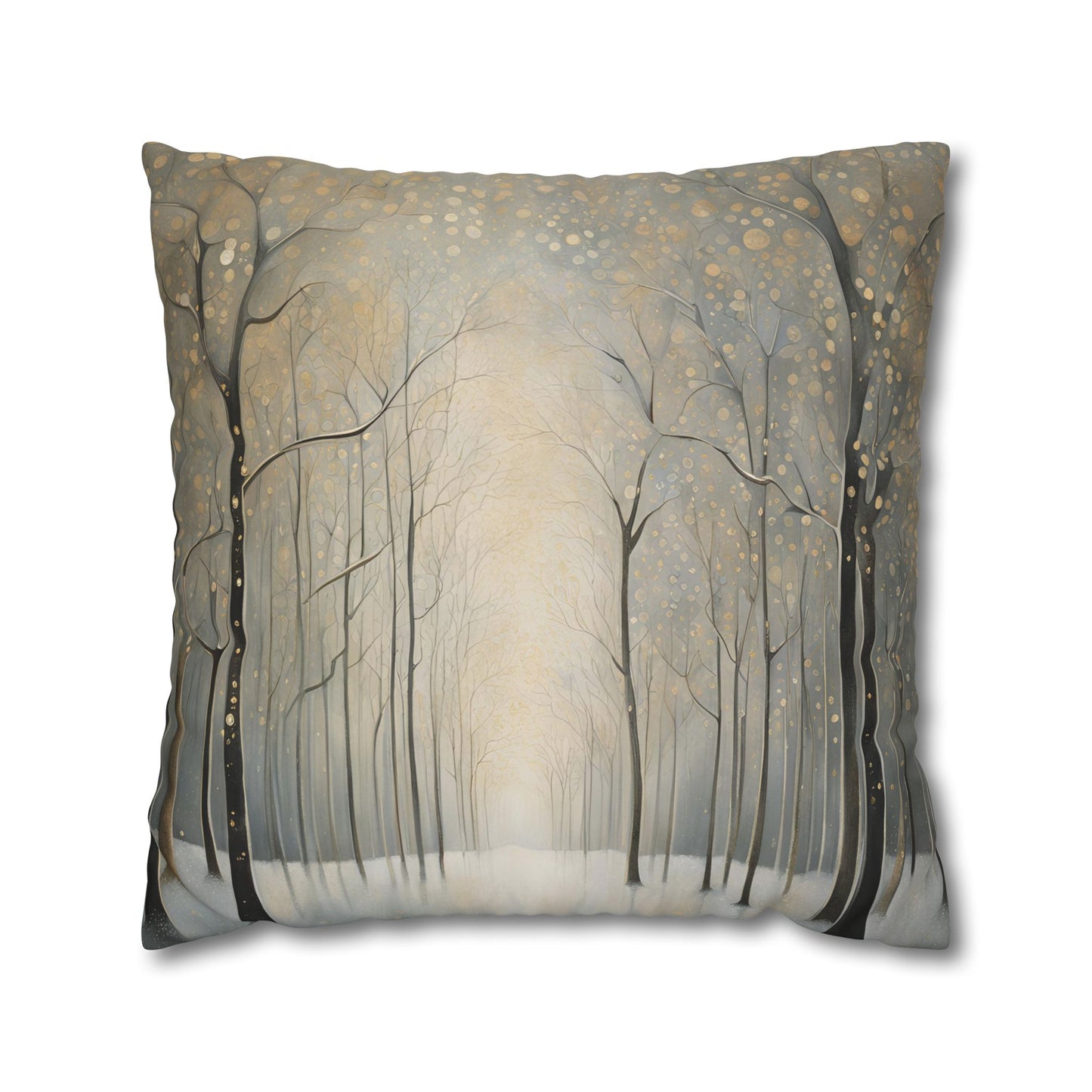 Trees in the Mist Square Poly Canvas Pillowcase