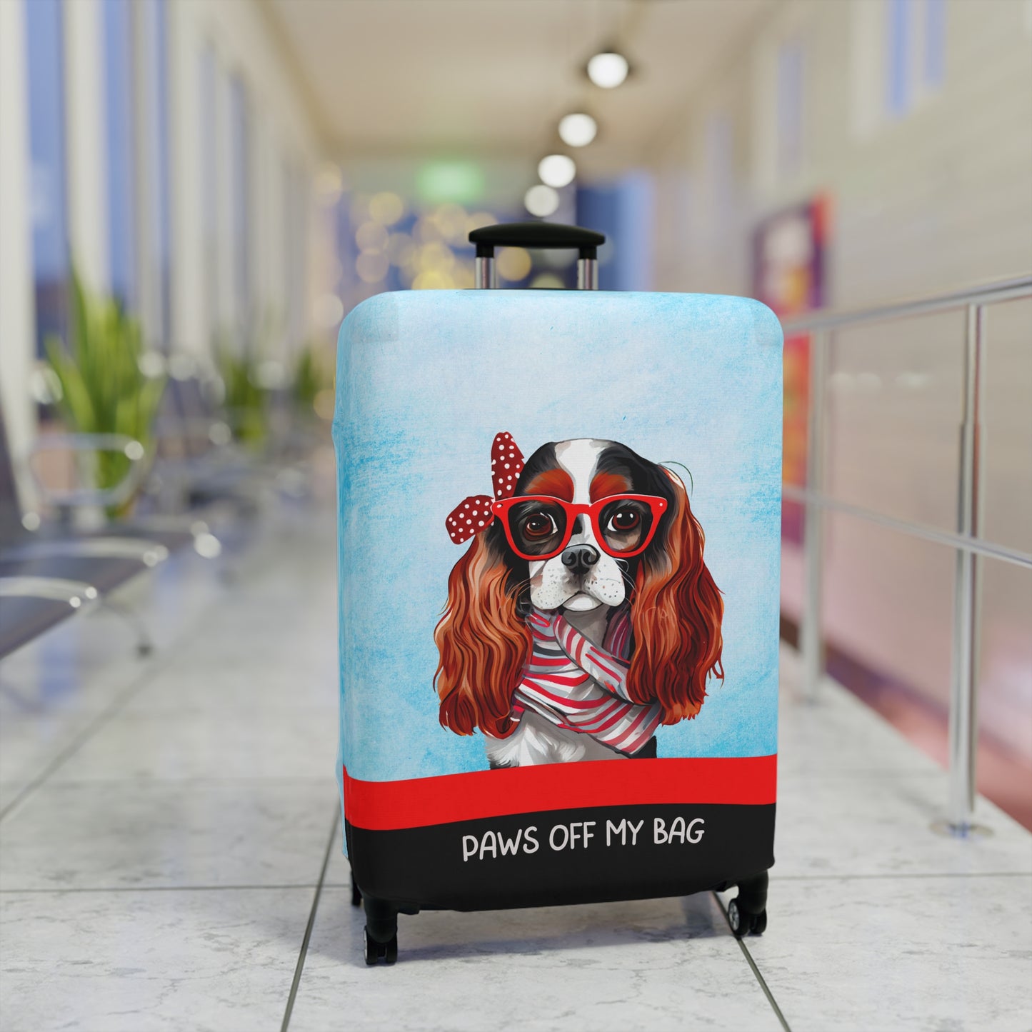 Cavalier King Charles in Glasses Paws Off My Bag Luggage Cover