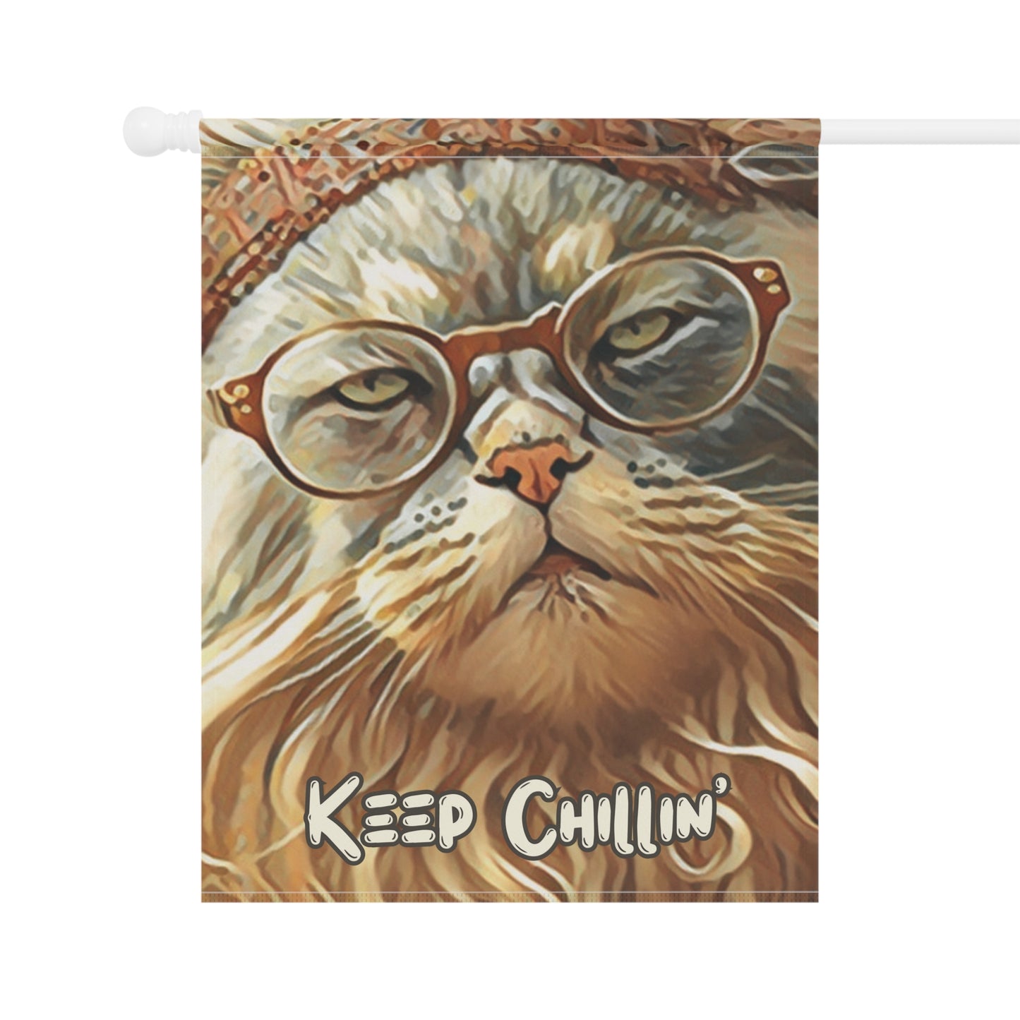 Keep Chillin' Cat in Glasses 2-Sided Garden & House Flag/Banner