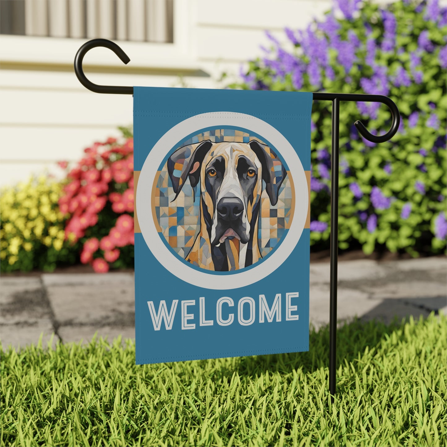 Great Dane Welcome 2-Sided Garden & House Flag/Banner