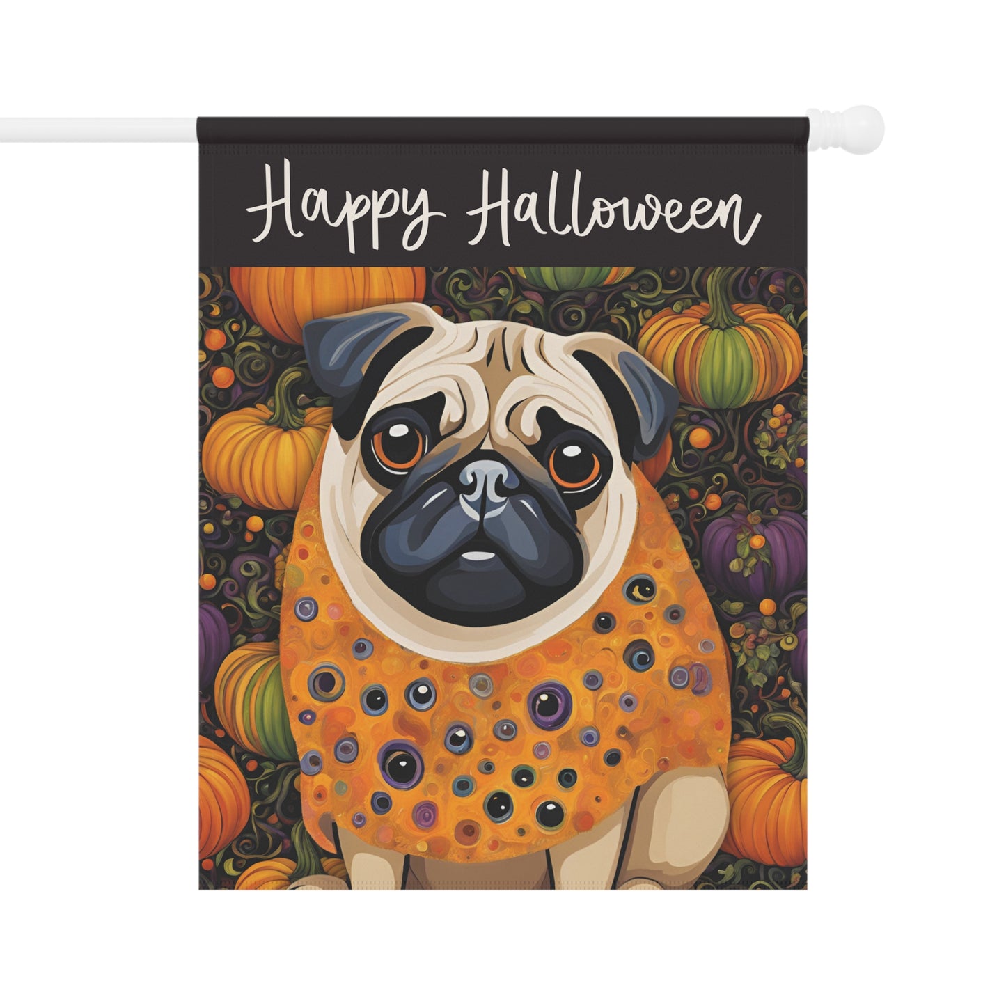 Pug Happy Halloween 2-Sided Garden & House Flag/Banner