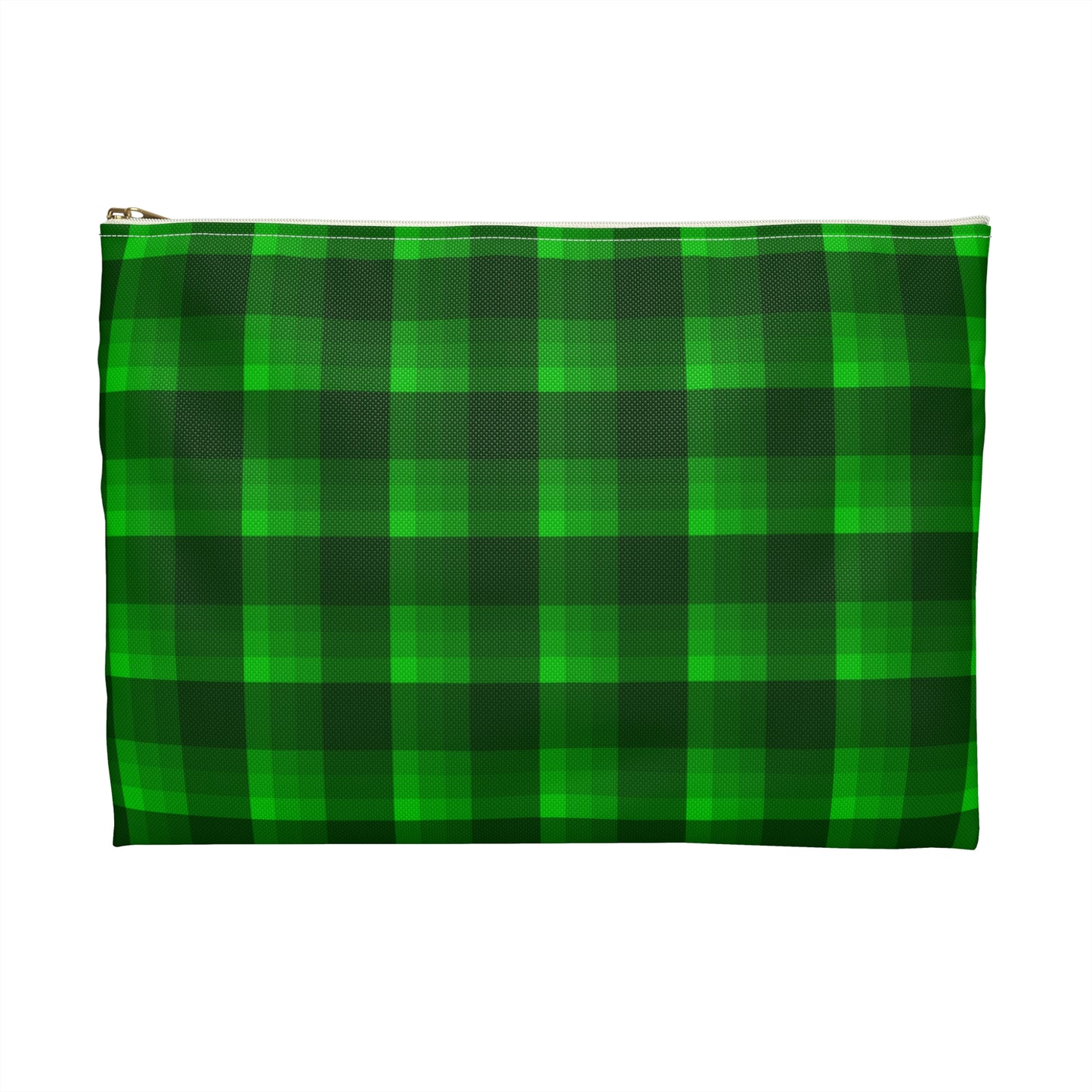 Sledding Penguins Green Plaid Accessory Pouch