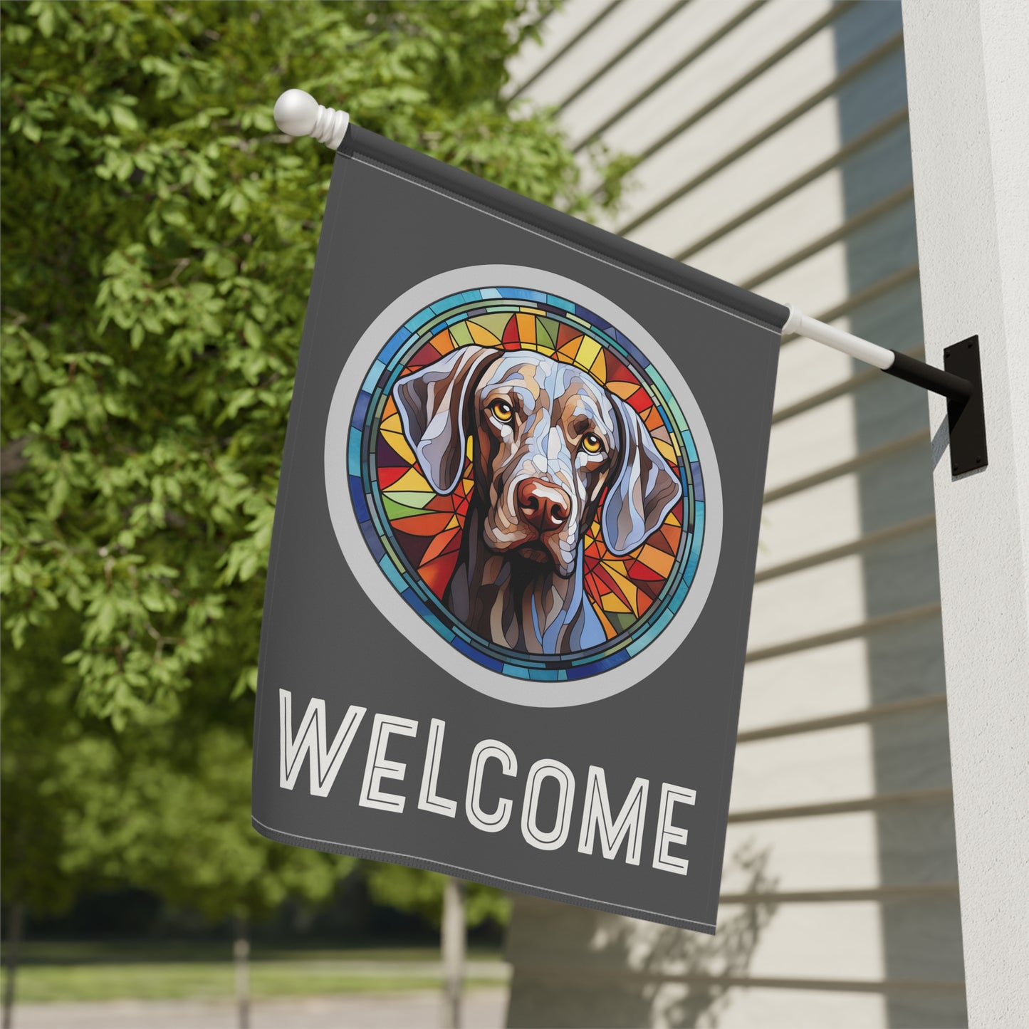 Weimaraner Welcome 2-Sided Garden & House Flag/Banner