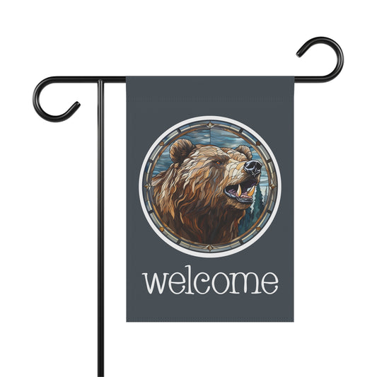 Grizzly Bear Welcome 2-Sided Garden & House Banner