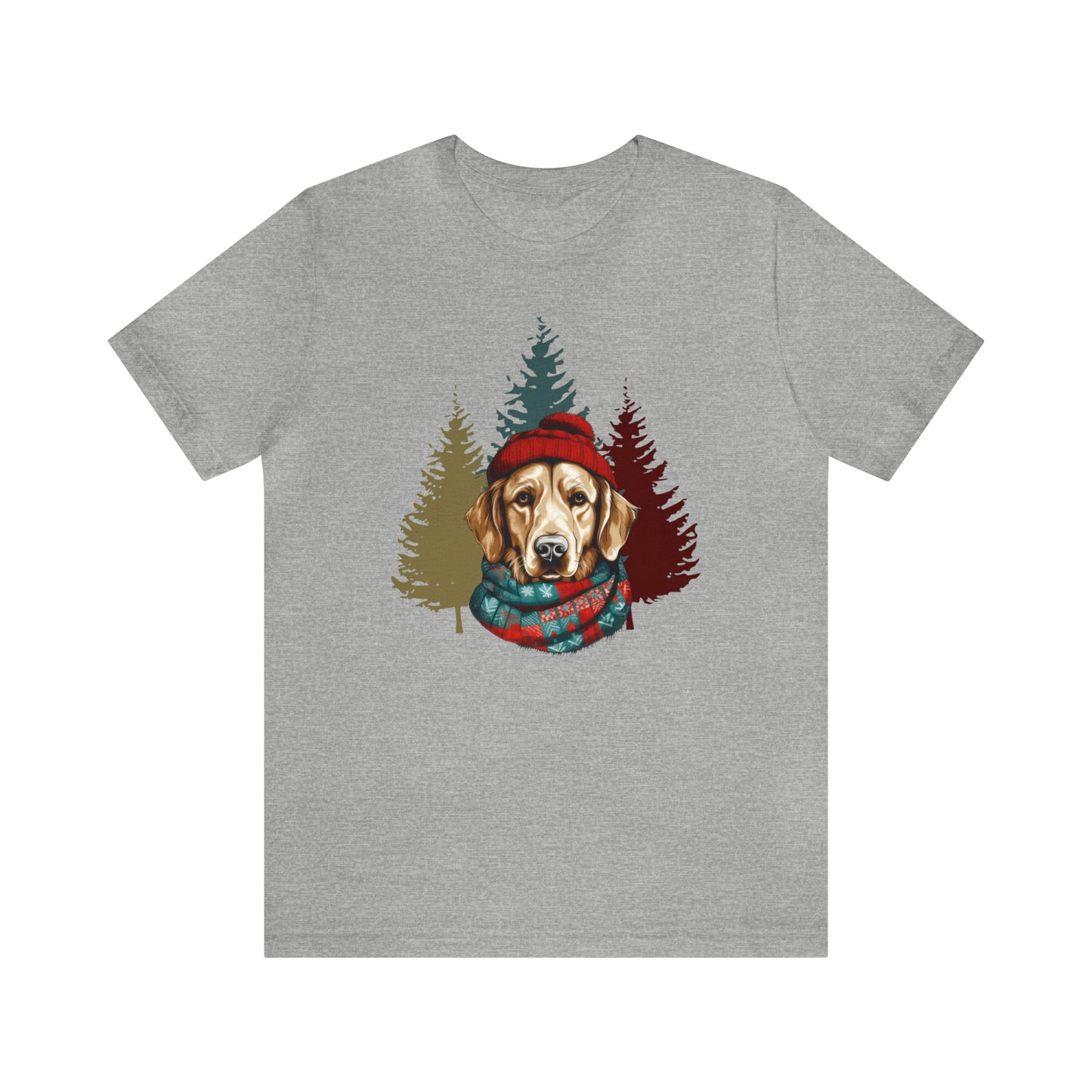 Golden Retriever in Hat & Scarf Unisex Jersey Short Sleeve Tee