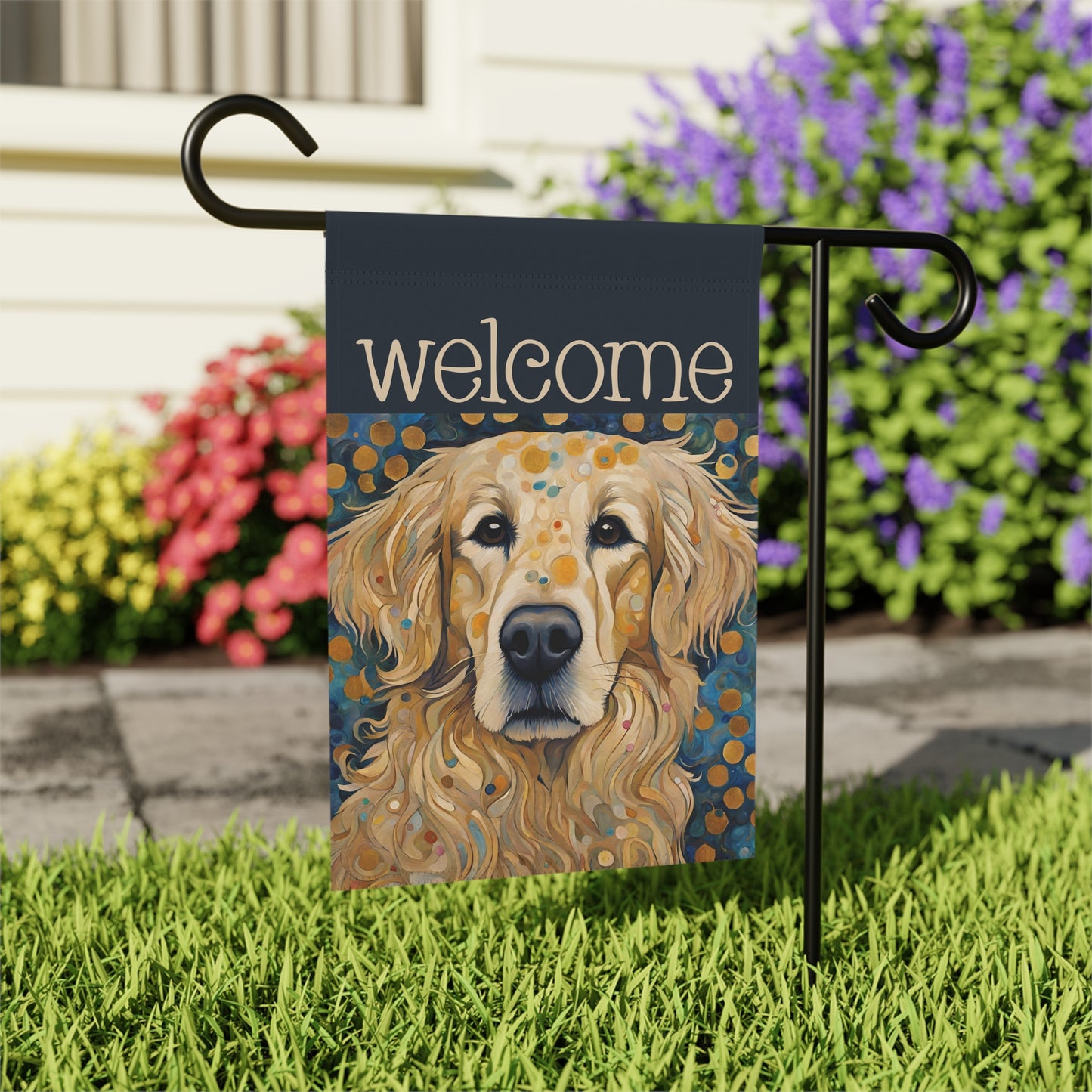 Golden Retriever Welcome 2-Sided Garden & House Flag/Banner